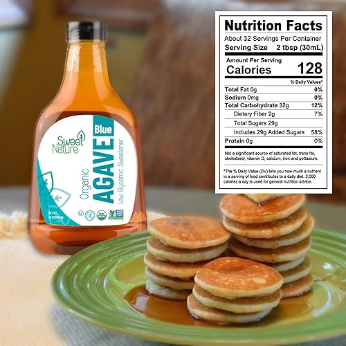 Miniatura 6 de Sweet Nature Blue Agave Nectar Edulcorante orgánico sin OMG bajo glucémico 46 onzas, 2.88 onzas