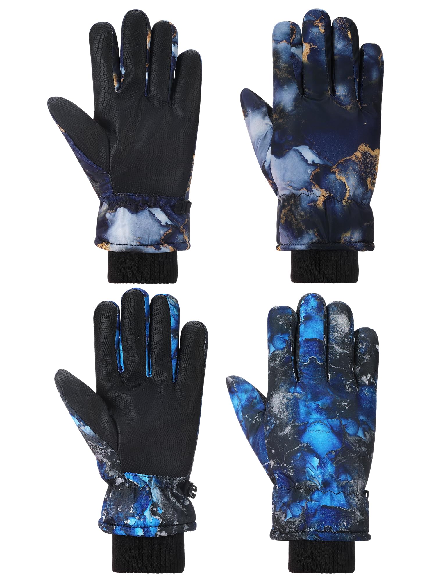 Honoson 2 Pairs Kids Snow Gloves, Winter Waterproof