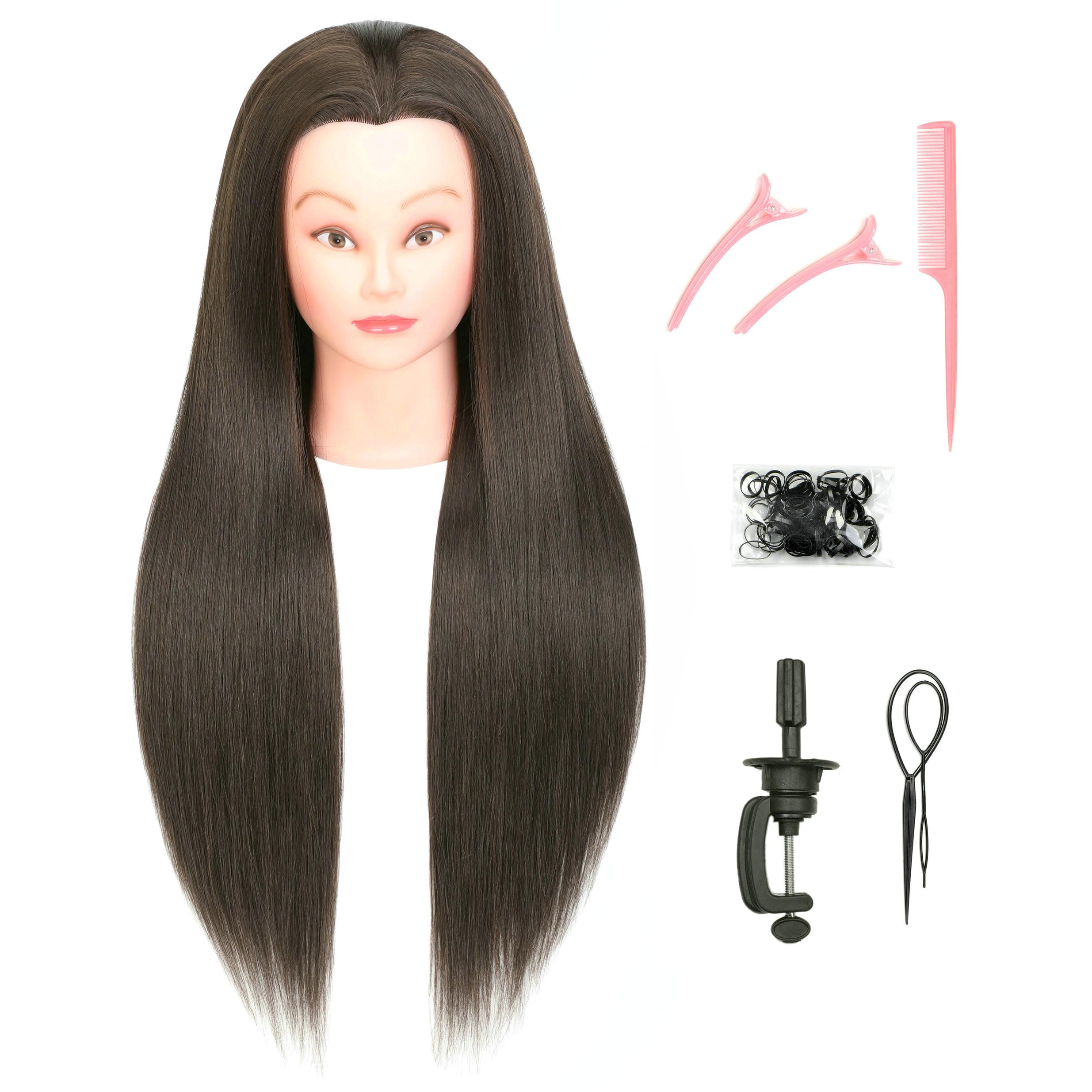 FUTAI Mannequin Head 30 inches Long 80% Real Human Hair Manikin Doll Style Head for Braiding Styling Updos Curling Cutting Practice Cosmetology