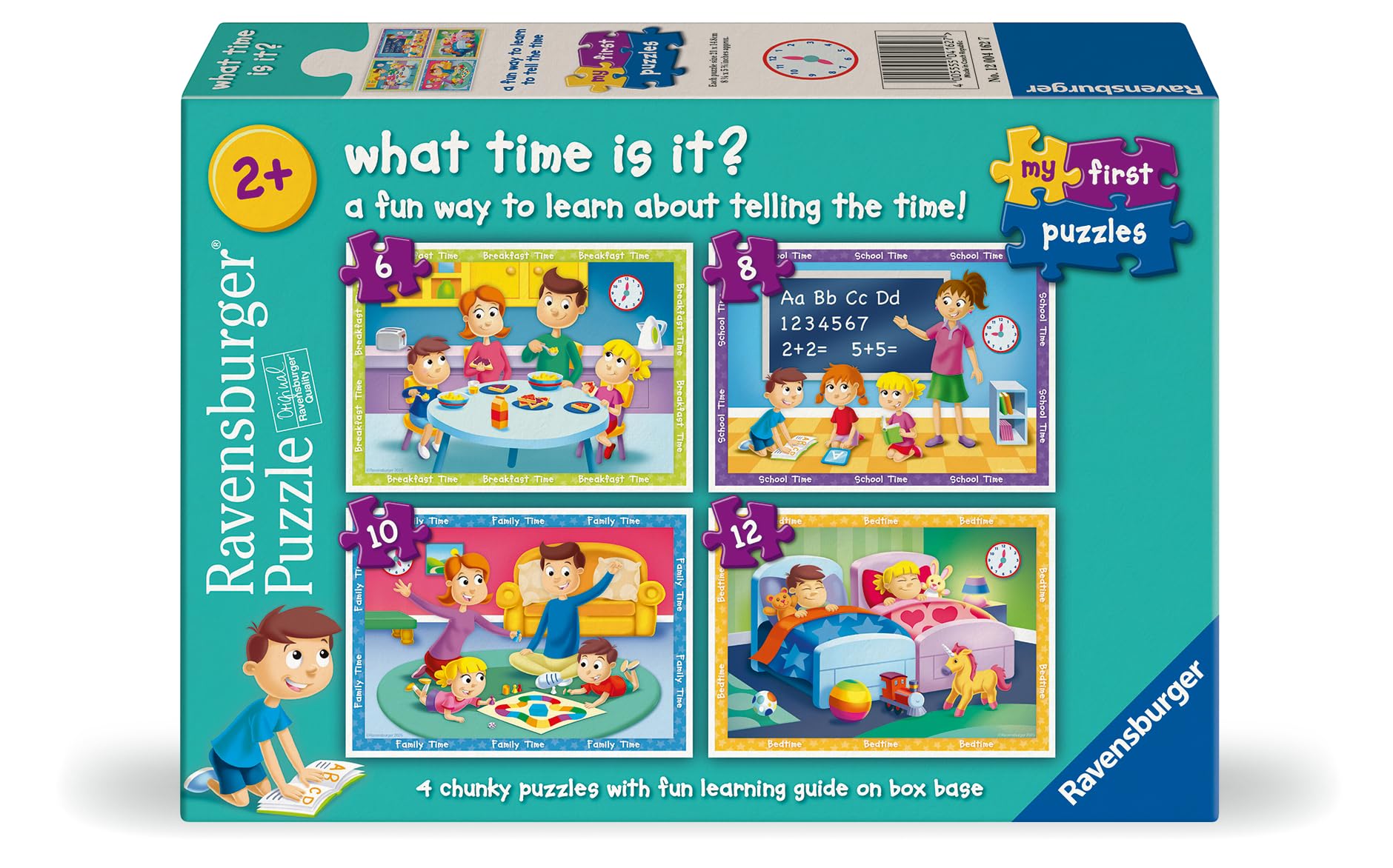 Ravensburger What's The Time, My First Jigsaw Puzzles for Kids Age 2 Years Up (24 Months), 6, 8, 10, 12 Pieces