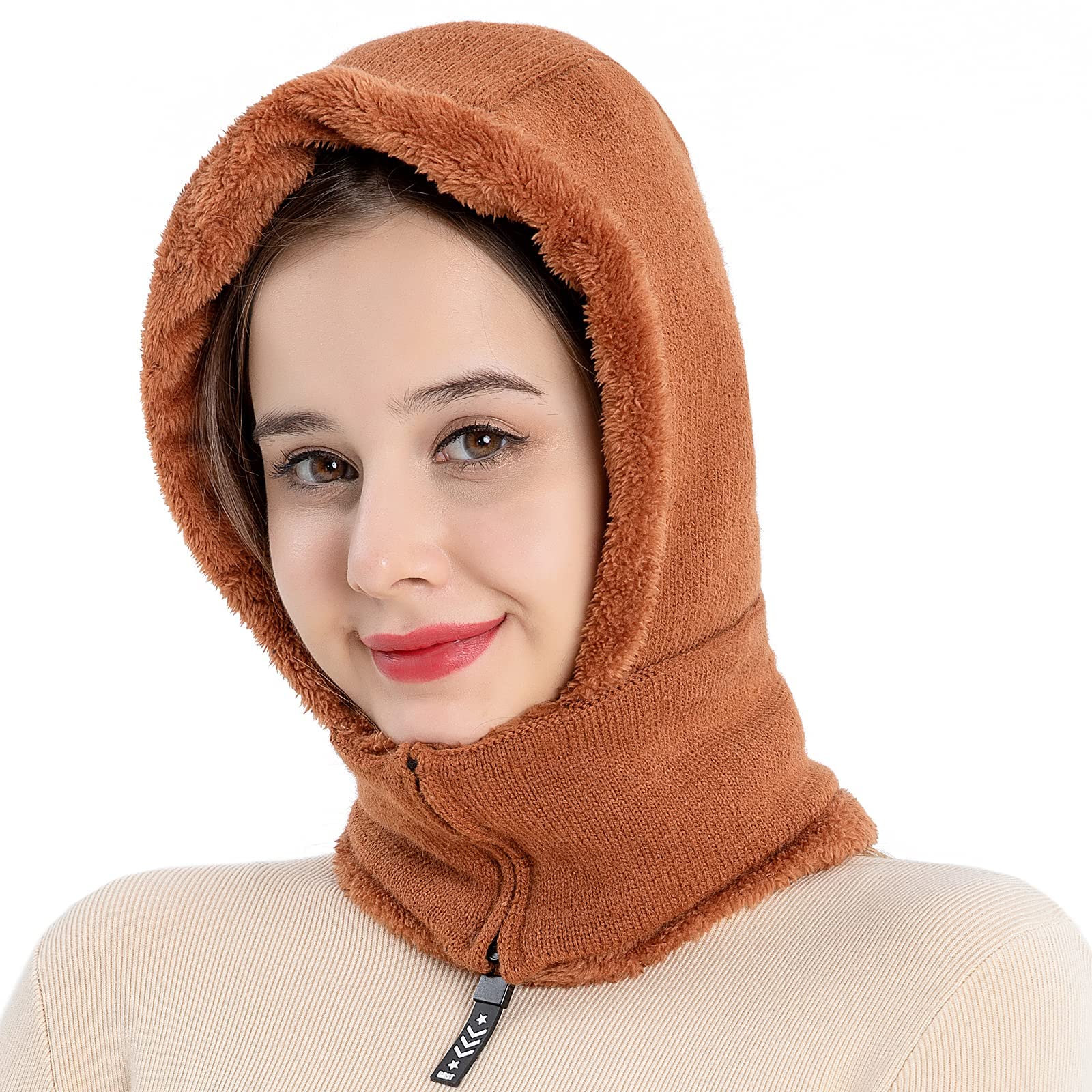 HUAMULAN Women Winter Knit Balaclavas Skull Beanie Hat One Piece Slouchy Fleece Face Shield Mask Neck Scarf Set Warm Ski Snow Hats Cold Weather