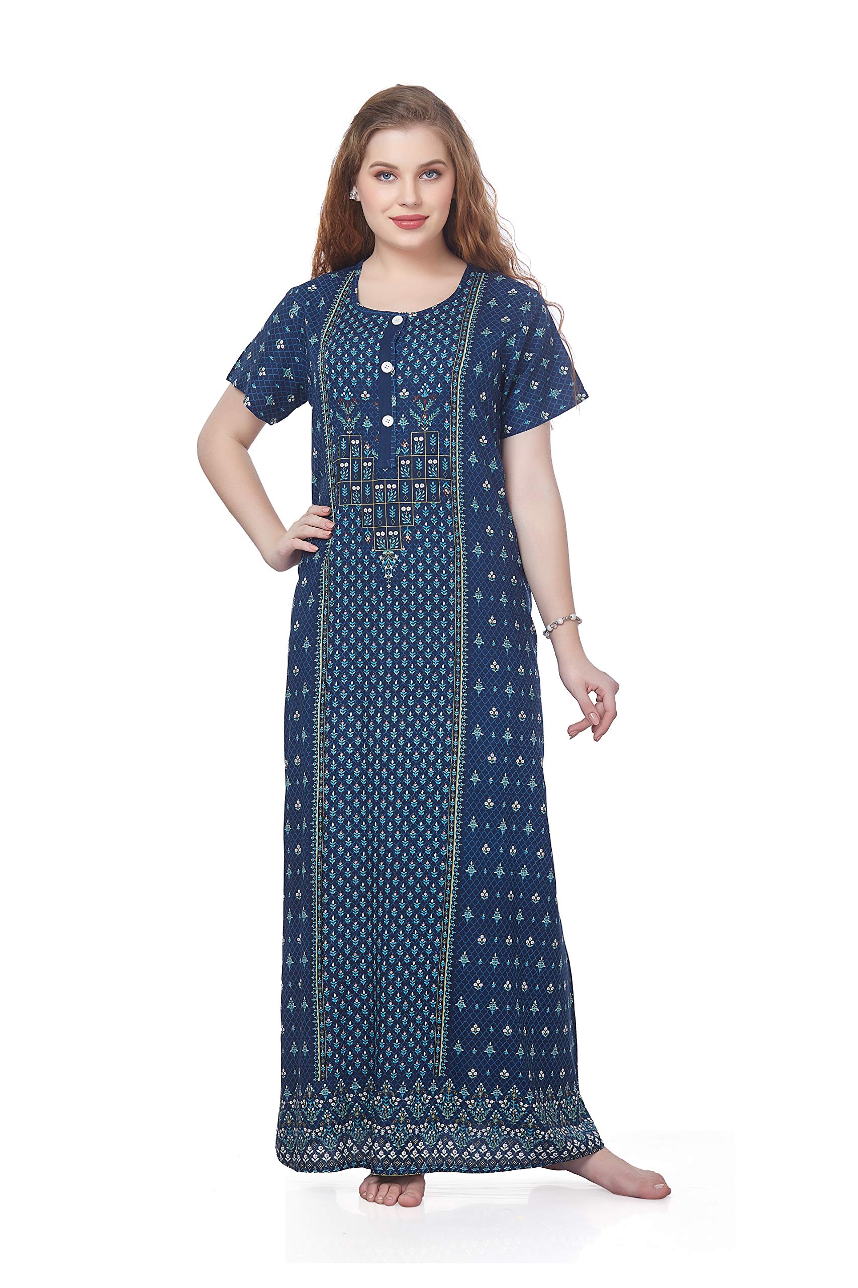 r.f. Women's Rayon STRIPED Maxi Nighty-picture-37