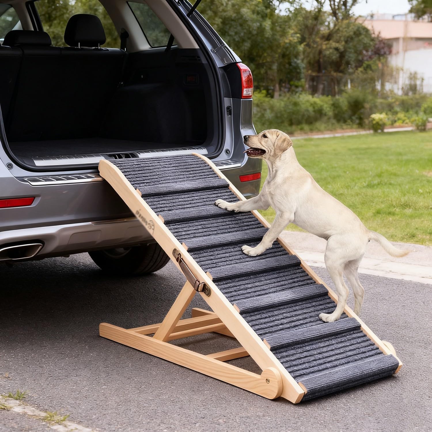 REHOOF Rampa para Perros Grandes De Madera, Plegable Escalera para Perros para Perros Apta, Rampa Perros para Subir Al Sofá, Subir A La Cama, Subir Al Coche,Fácil De Transportar Y Almacenar