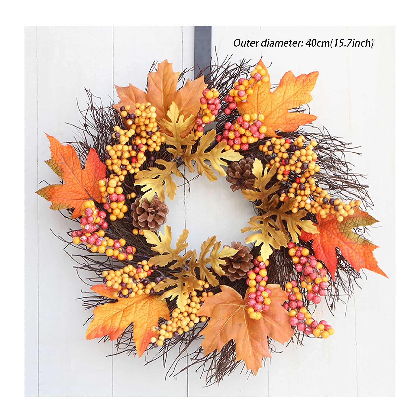 WEIGE Couronne d'automne Couronne de Citrouille d'automne, couronnes d'automne pour Porte d'entrée, décorations d'halloween de Couronne de Fleurs, Couronne de récolte Couronne de Feuille d'érable
