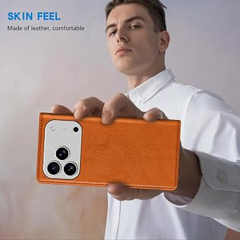 for iPhone 17 Pro Wallet Case with [RFID Blocking] Card Slot Stand Strong Magnetic Leather Flip Fold Protective Phone Case for iPhone 17 Pro Case Wallet(Brown-6.3 inch)