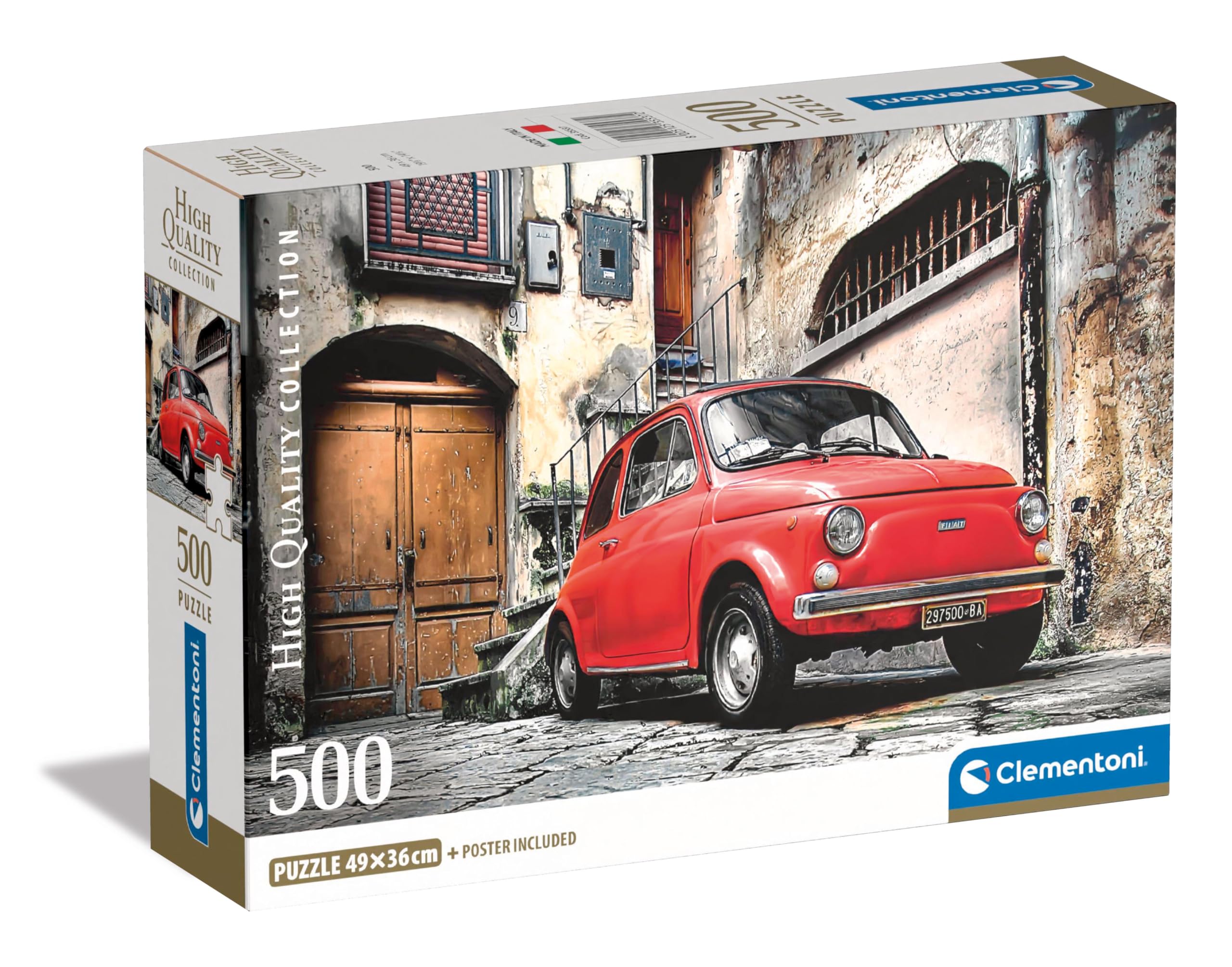 Clementoni Jigsaw Puzzle 500 Collection - 500 Pieces - Poster Included, Puzzle For Adults 14-99 Years, Gift For Men/Women, Car, Italy, Fiat, Made In Italy, 35537