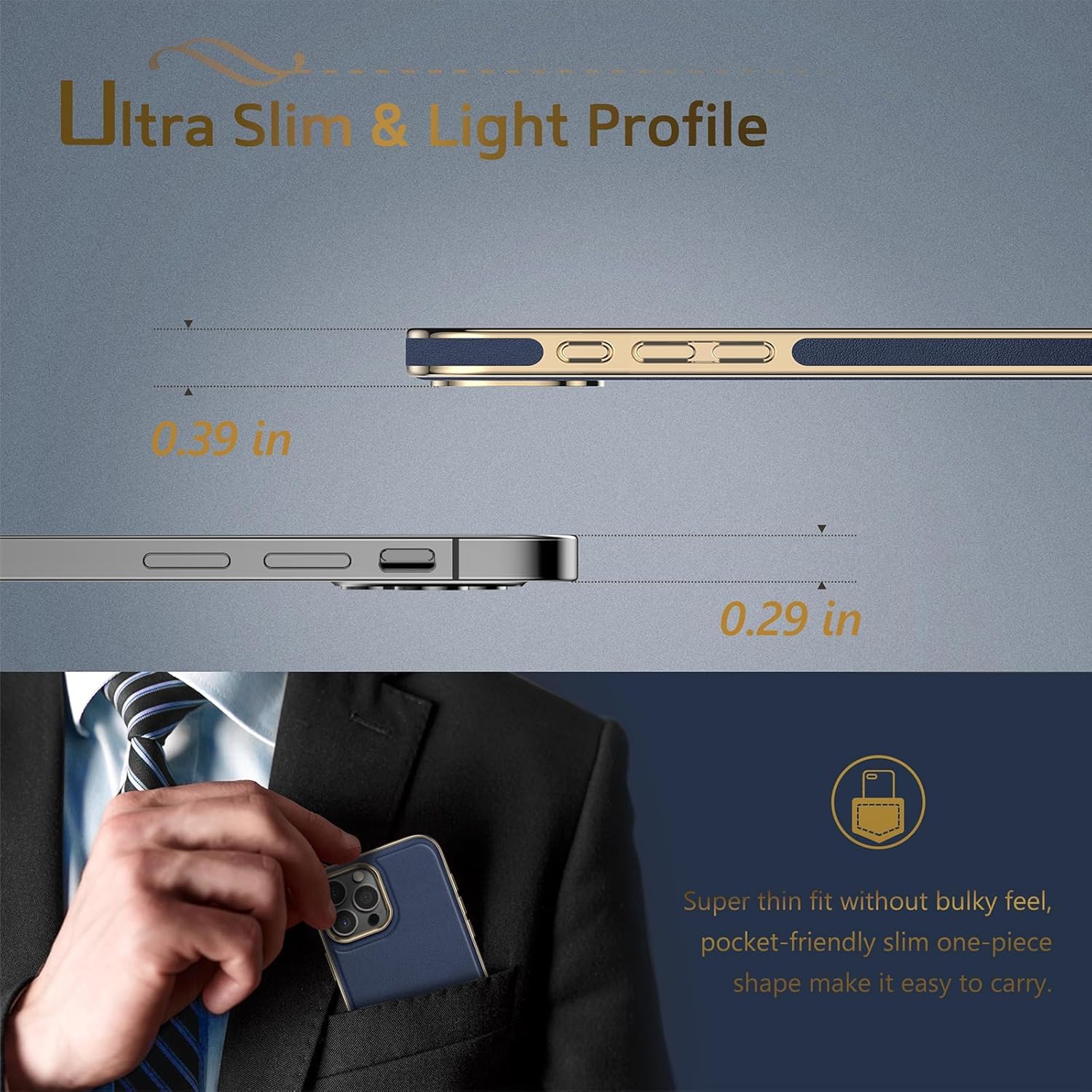 LOHASIC Magnetic Case for iPhone 16 Pro, Luxury Leather Classic Full Body Protective Cover Cases Compatible with MagSafe 6.3 inch 2024 New Released, Navy Blue - Image 4