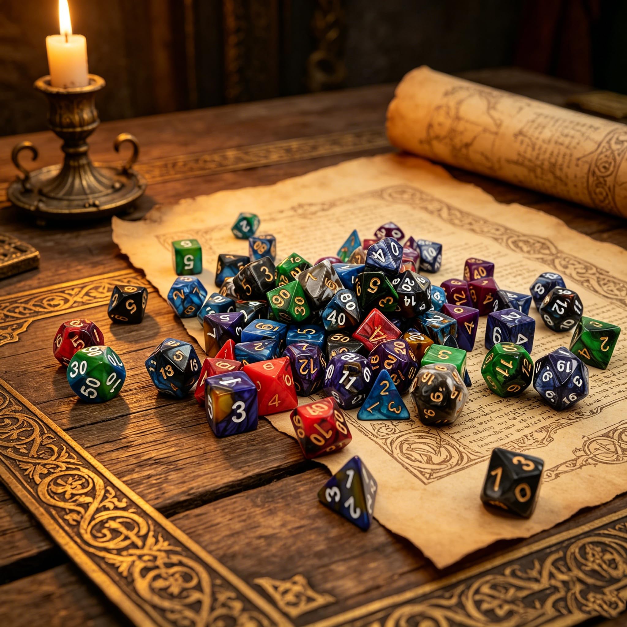 Dés Polyédriques RPG – Lot De 2 Jeux (14 Dés) Violet Et Gris, Pour Donjons Et Dragons Et Jeux De Plateau