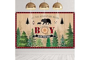 Lumberjack Baby Shower Decorations for Boy - Buffalo Plaid Photography Backdrop Woodland...