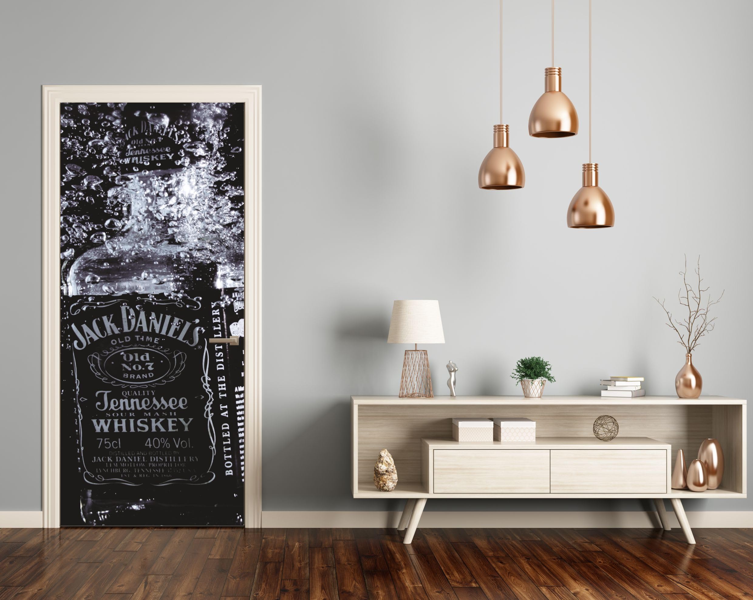 Türwandbild - Selbstklebende Türaufkleber - Wandbilder Aufkleber - Fantasi, Kunst, Leinwand Tapete - Türaufkleber - für Türen, Möbel, Schränke, Spiegel - 88x200cm - Jack Daniels