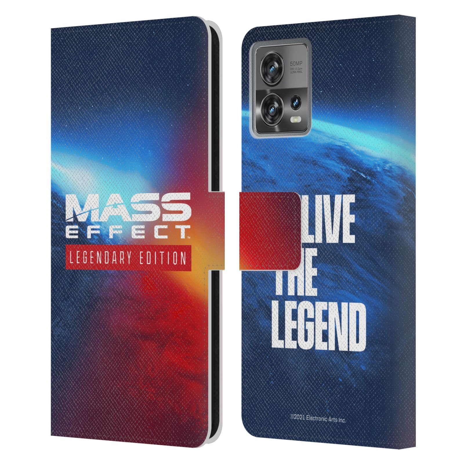 Head Case Designs Officially Licensed EA Bioware Mass Effect Logo Key Art Legendary Graphics Leather Book Wallet Case Cover Compatible With Motorola Moto Edge 30 Fusion
