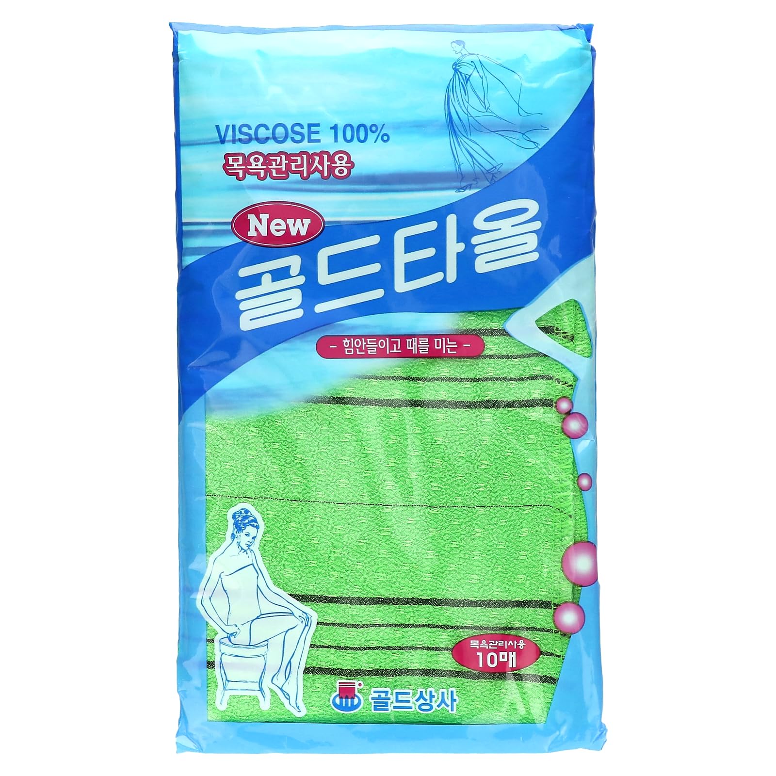 Goldsangsa Exfoliating Towel, Green, 10 Count