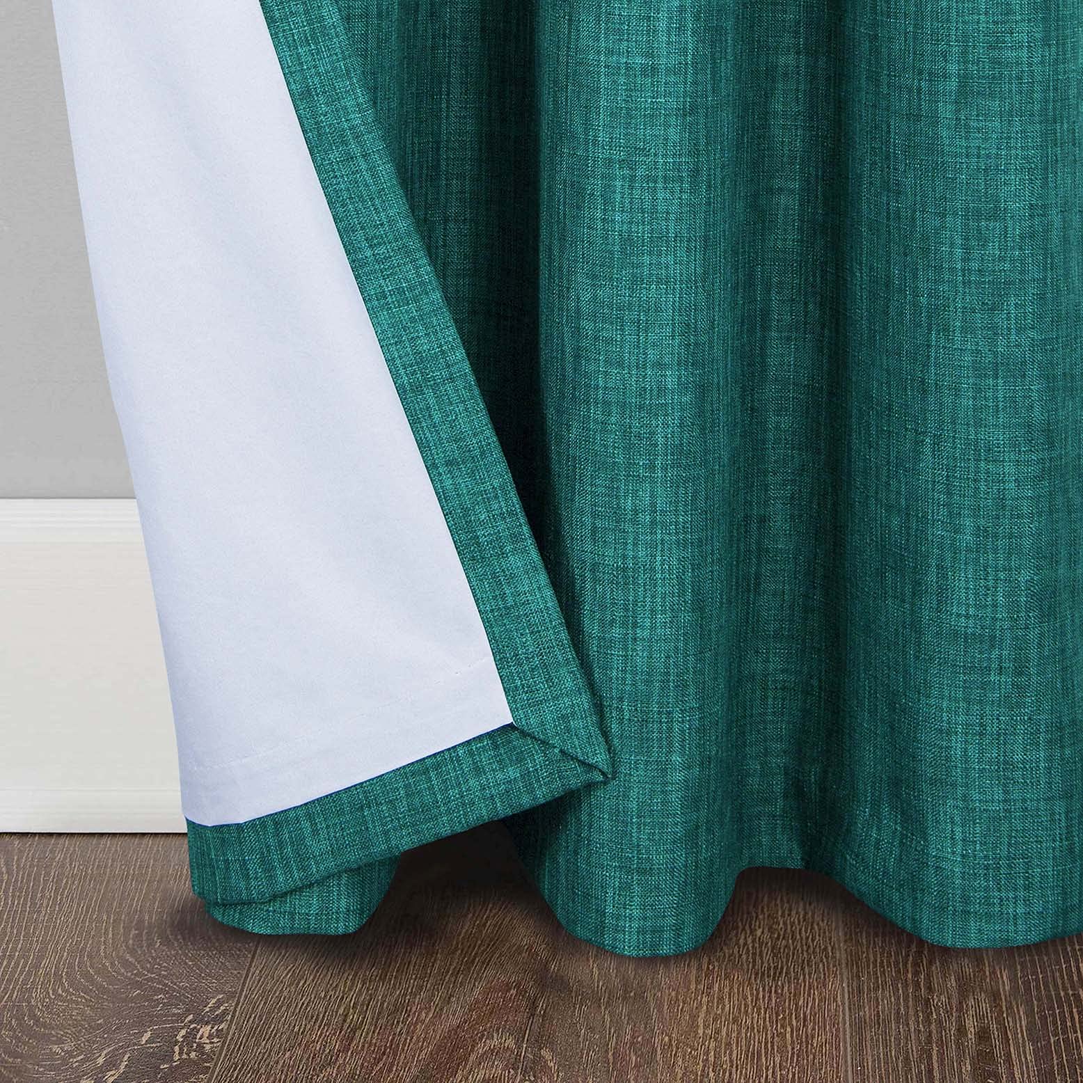 always4u 100% Rideau Occultant, Rideaux Salon Isolant Thermiques en Faux Lin, Tissu Doux Infroissable Bon Teint, Double Rideaux Salon Moderne à Oeillets, Lot de 2 Vert 140x245cm