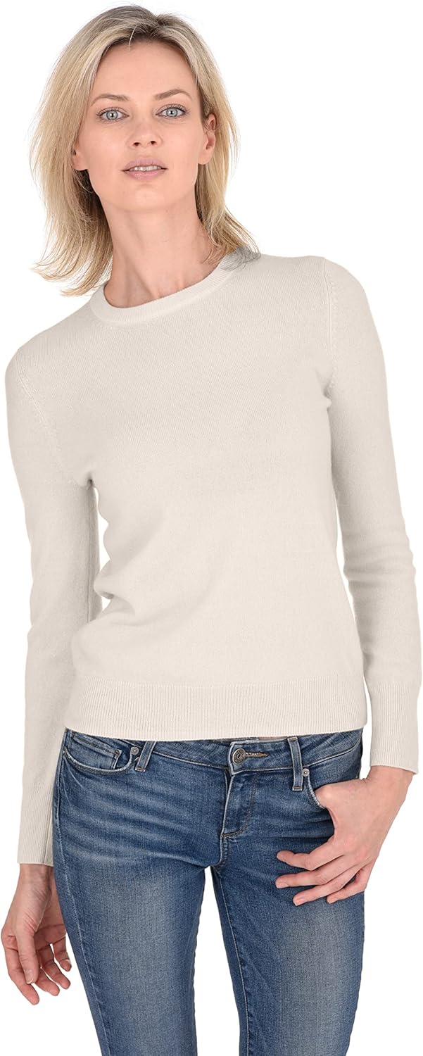 Cashmeren Women’s Basic Crewneck Sweater 100% Pure Cashmere Long Sleeve Round Neck Pullover