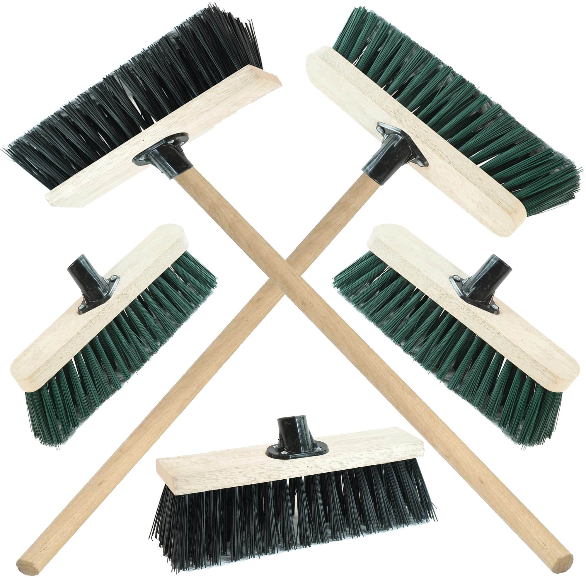 Storm Trading Group 13" Black Strong Pvc Bristle Brooms/Sweeping Brush With Wooden Handle Garden Brooms For Cleaning Patio Yards Driveways Warehouse And Garage (1, )