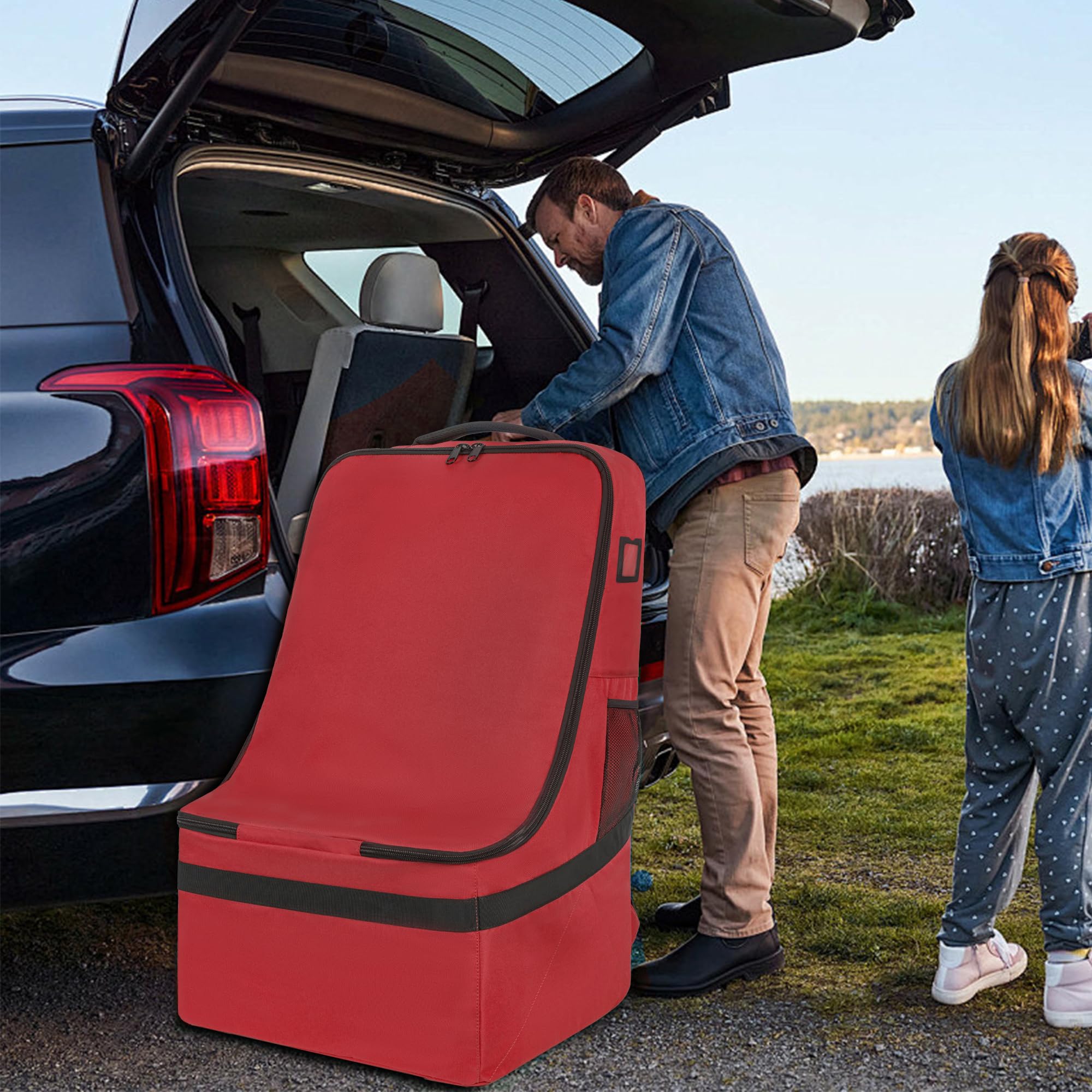 IBVIVIC Sac de voyage robuste pour siège de voiture - Sac à dos avec bandoulière - Rouge