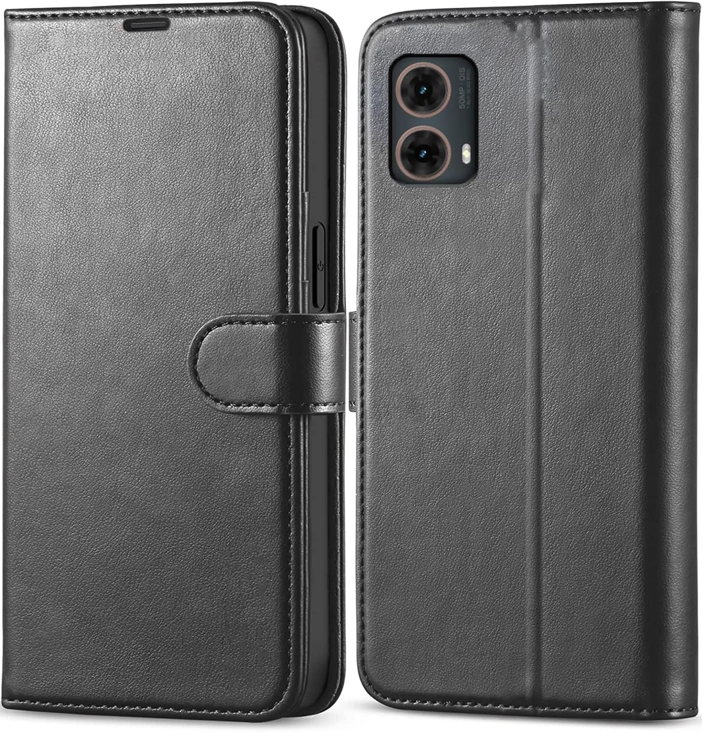 KP TECHNOLOGY Moto G85 Case, Motorola G85 5G Book Flip Leather Wallet Cover with Card Slots for Motorola Moto G85 5G (BLACK)