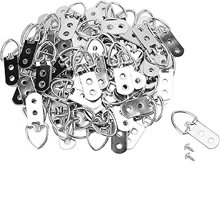 TOPZEA 100 Pack D-Ring Picture Hangers, Heavy Duty Steel Picture Frame Double Holes Clasp with Screws Picture Hang Solutions for Hanging Clock Paintings Artwork Picture Frame Mirrors
