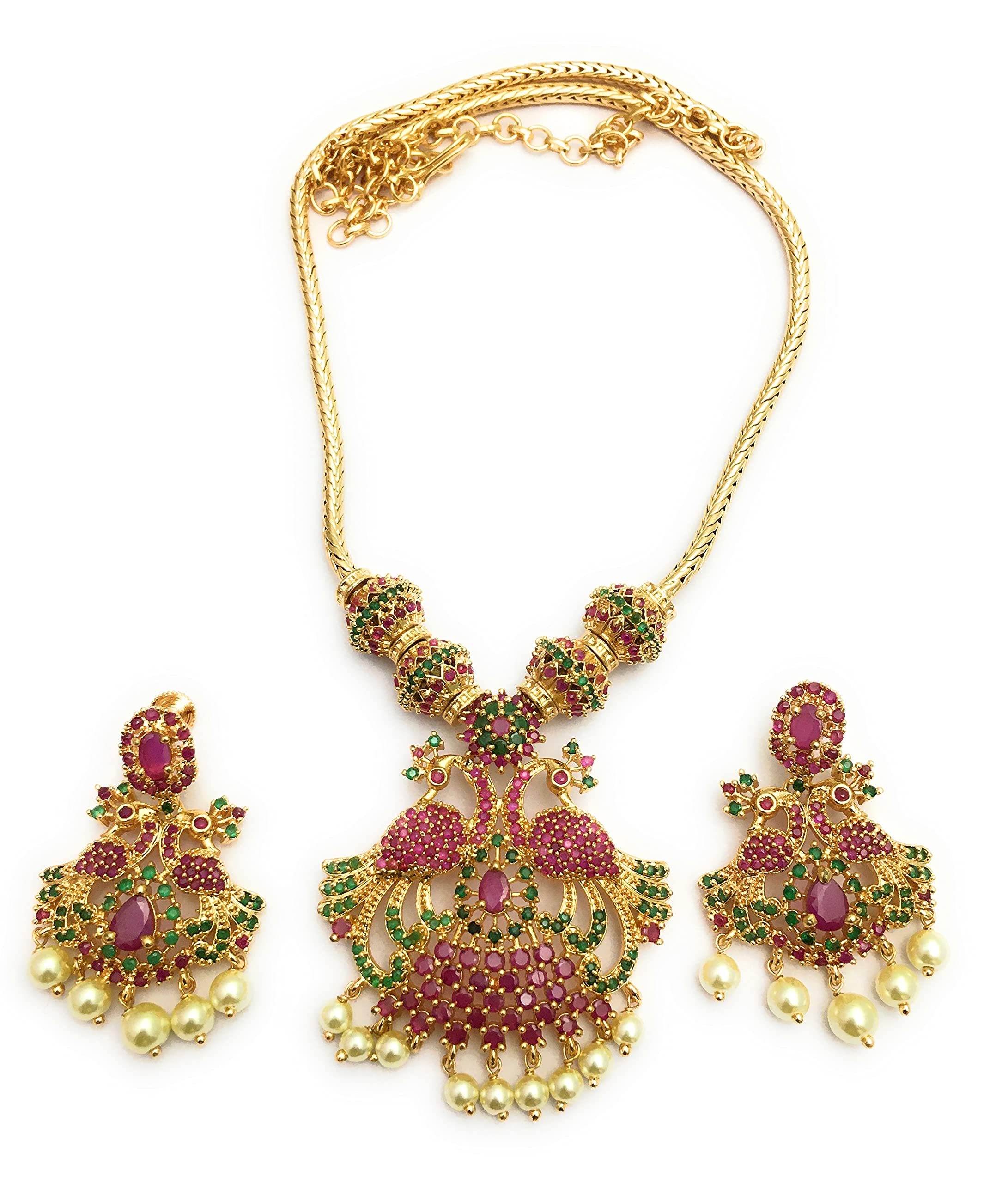 Sasitrends One Gram Micro Gold Plated Peacock Necklace Set for Women and Girls