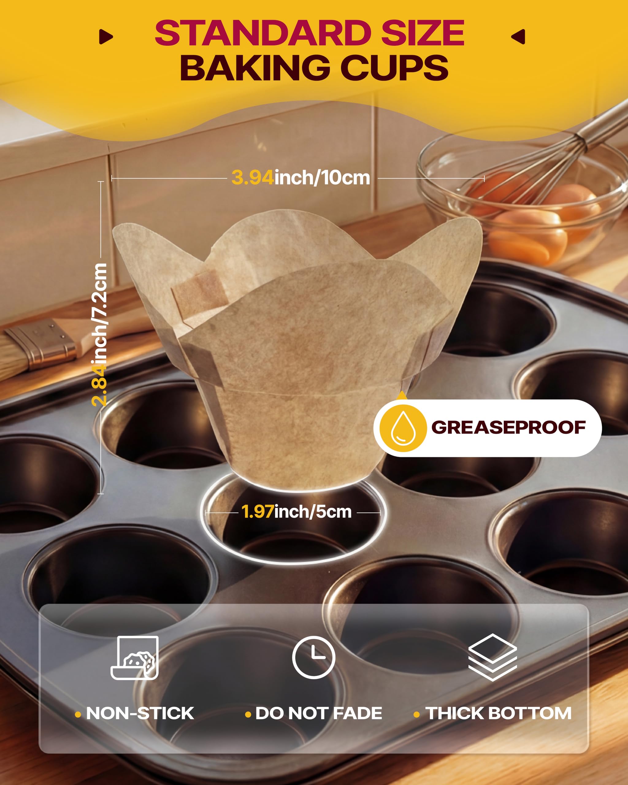Katbite Moldes para cupcakes con forma de loto, 200 unidades, para hornear magdalenas