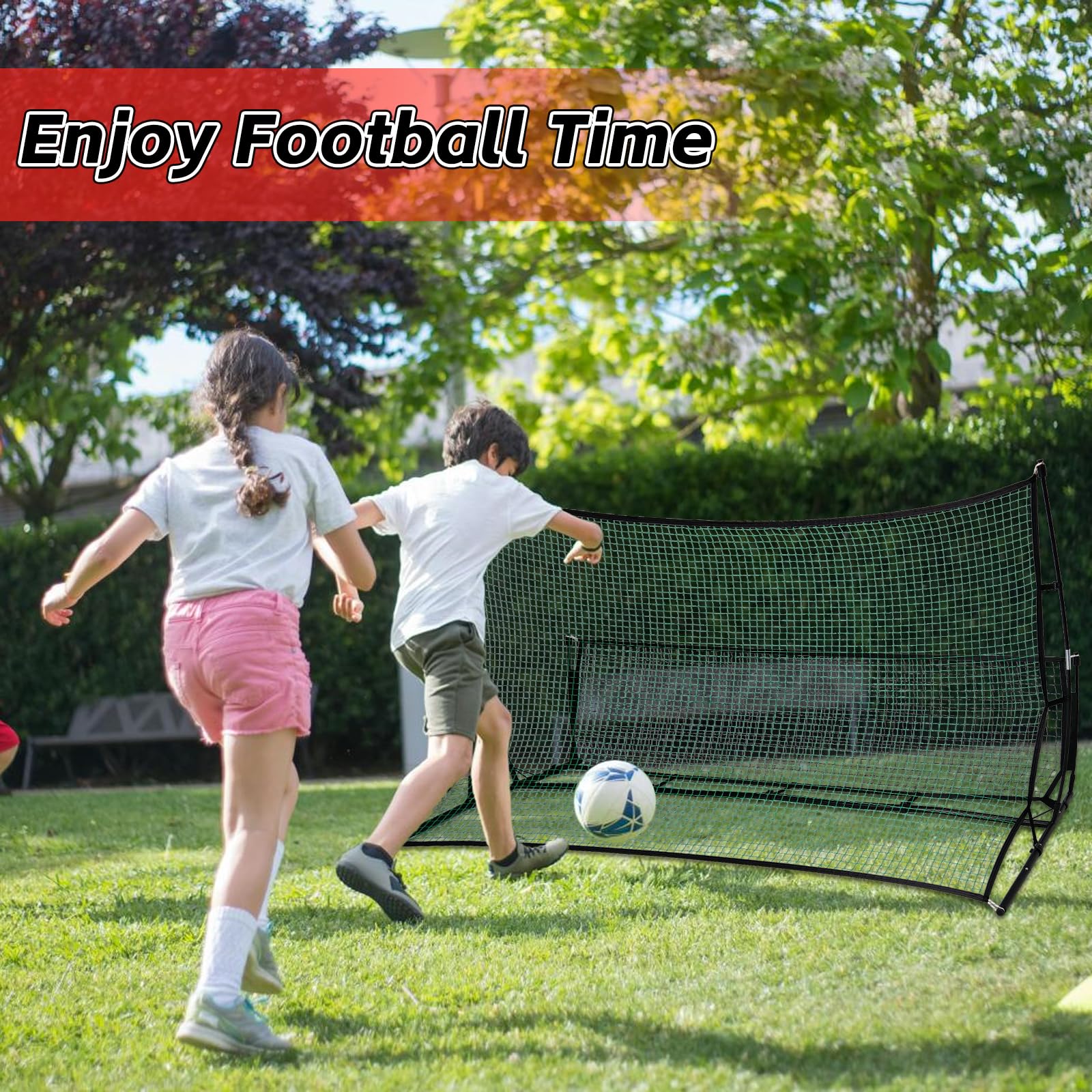 Kapler Fußball Rebounder Netz 2-in-1 Fußballtor für Garten & Training: Robuster Stahlrahmen - Tragbare Fußball Rebound Wand & Kickbacknetz für Kinder & Erwachsene