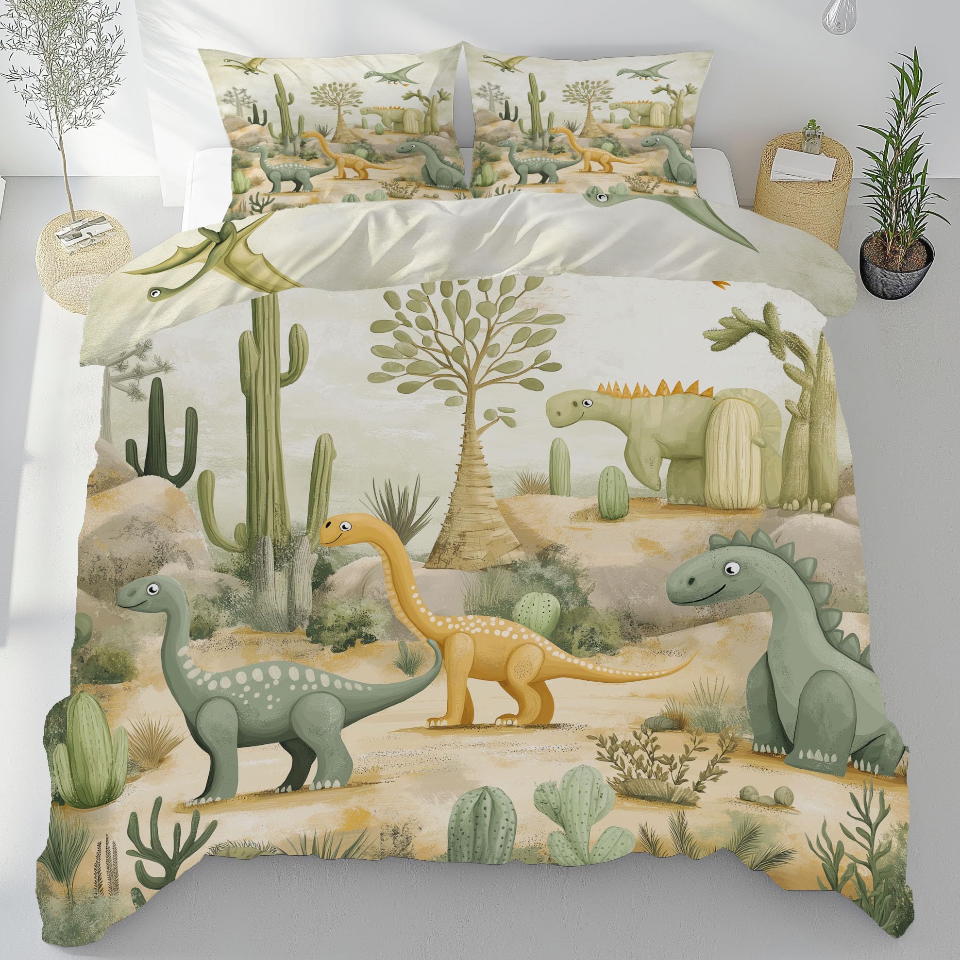 Couette Doux Microfibre 220x240 Dinosaure Parure de Lit Respirante Finis les Réveils Nocturnes