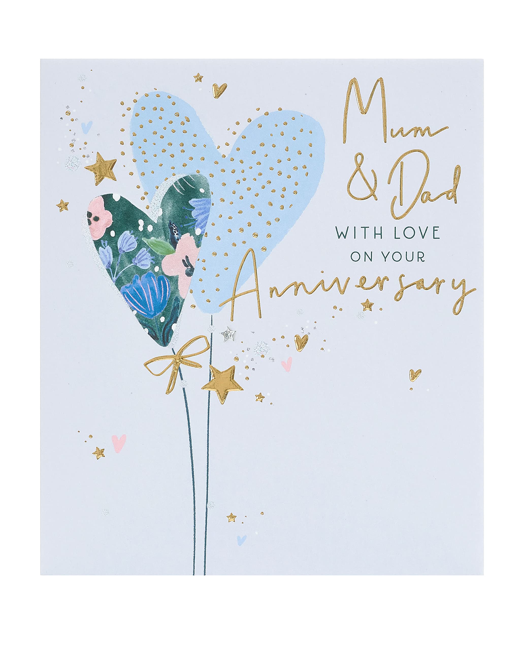 UK Greetings | Mum & Dad Anniversary Card | Happy Anniversary | Her/Him | Pretty Hearts Design | With Envelope | 165 x 190 mm