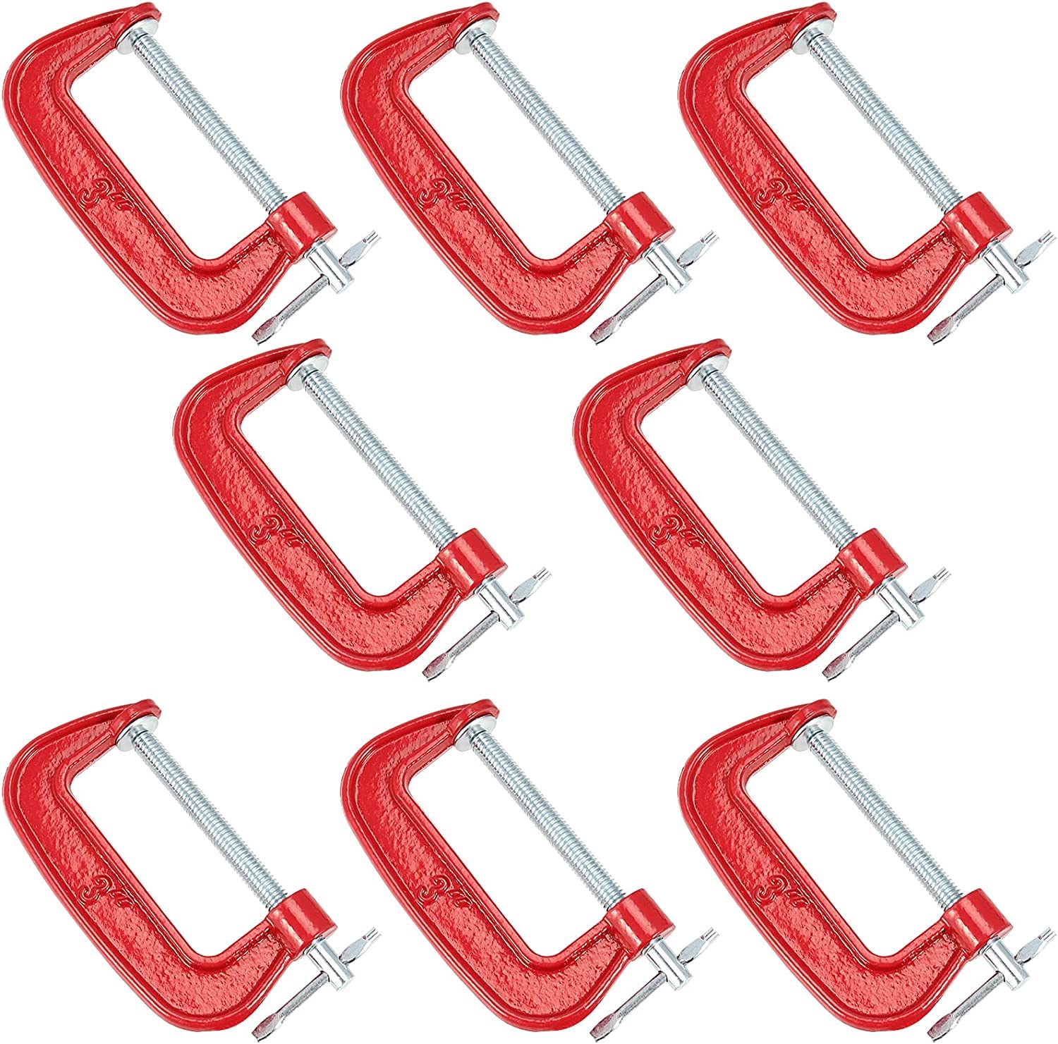 KROST Heavy Duty C and G Clamp Set, 3" C-Clamp for Metalworking, Woodworking, 3-Inch Max Jaw Opening, Red (8pcs) (B0BN5RCS9R) Amazon Price History, Amazon Price Tracker