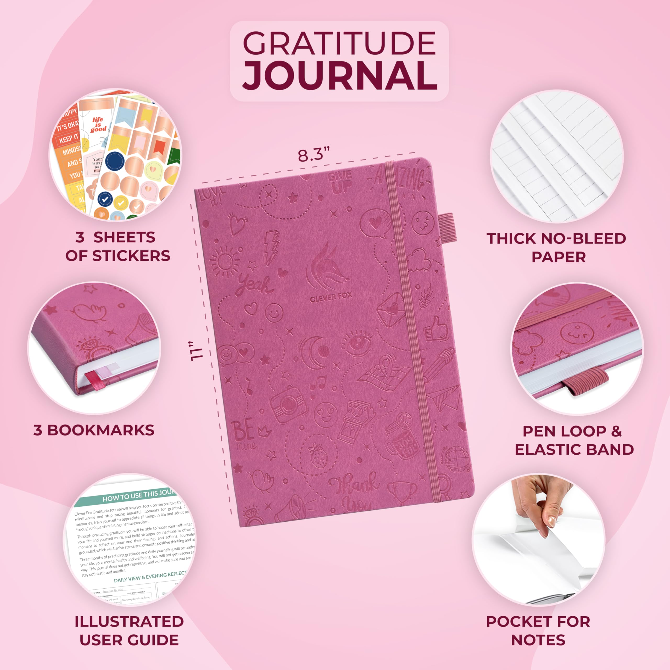 Clever Fox Gratitude Journal Large, Happiness, Positivity & Affirmation Journal, Inspirational Daily Notebook, 3 Months - Image 2