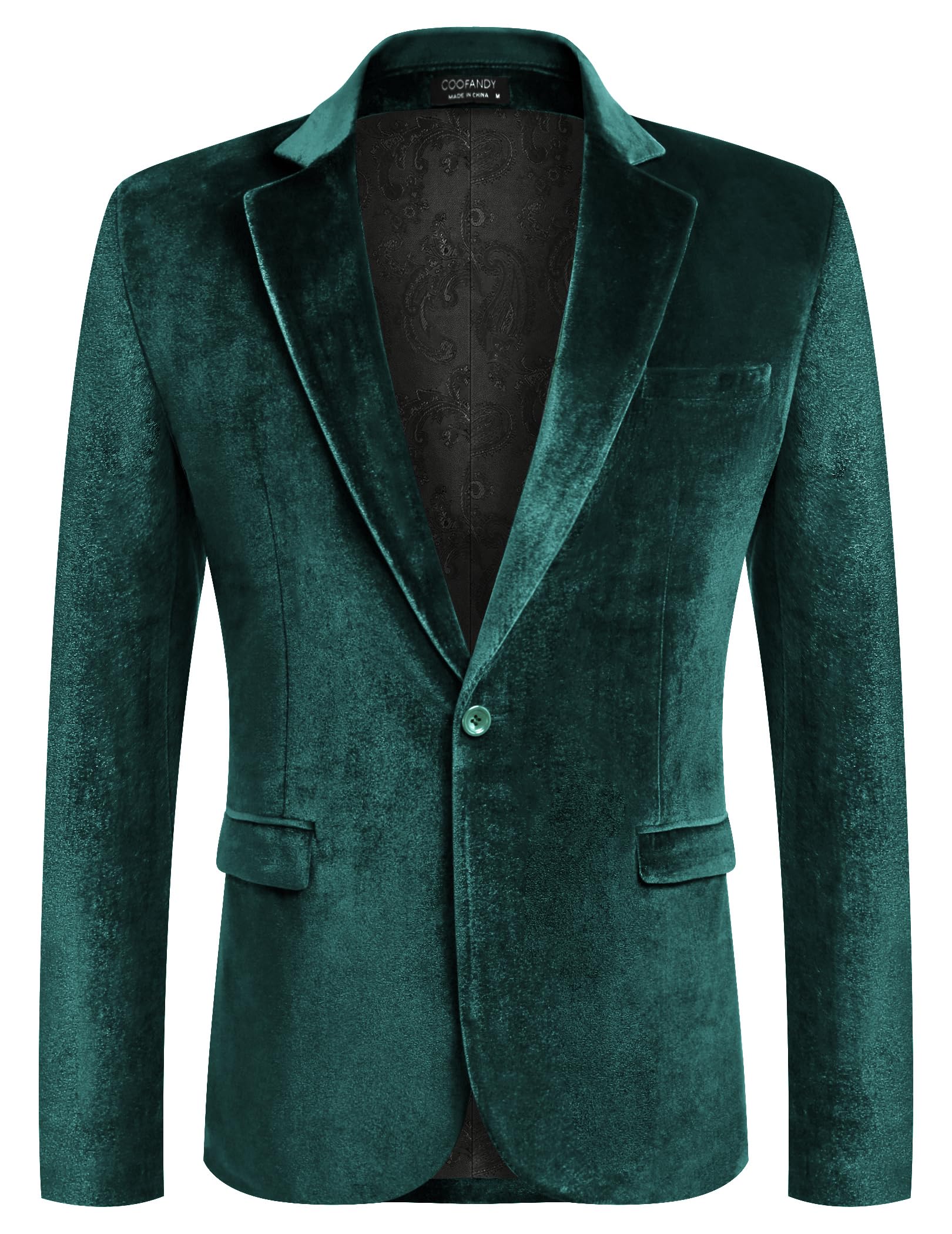 COOFANDY Men's Velvet Blazer Notched Lapel Velour Suit Jacket One Button Tuxedo Jackets for Wedding Prom Party Dinner