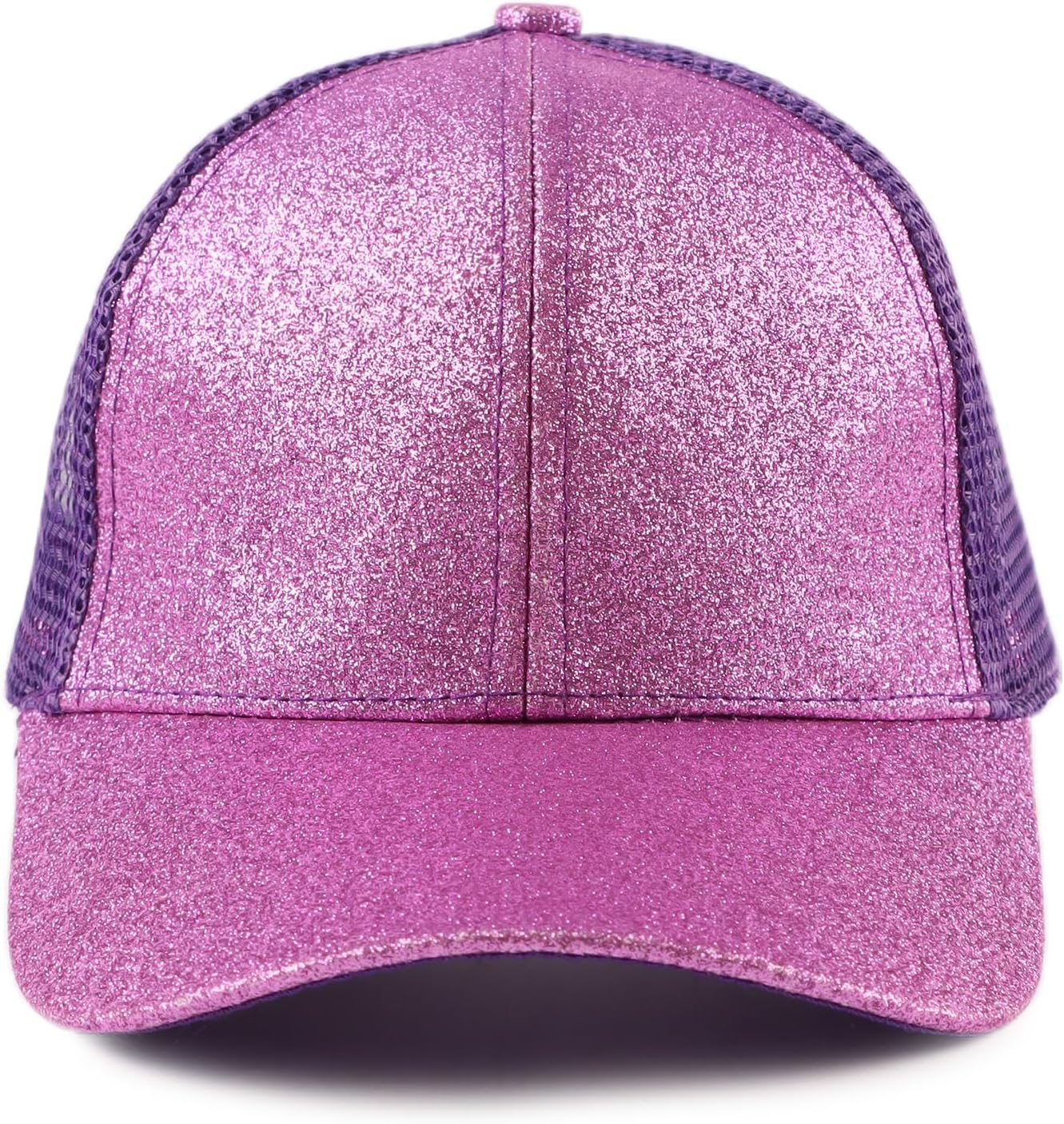 Toddler Girl Baseball Cap Little Girls Glitter Ponytail Hats Kids Adjustable Caps Sparkly Mesh Trucker Hats - Image 2