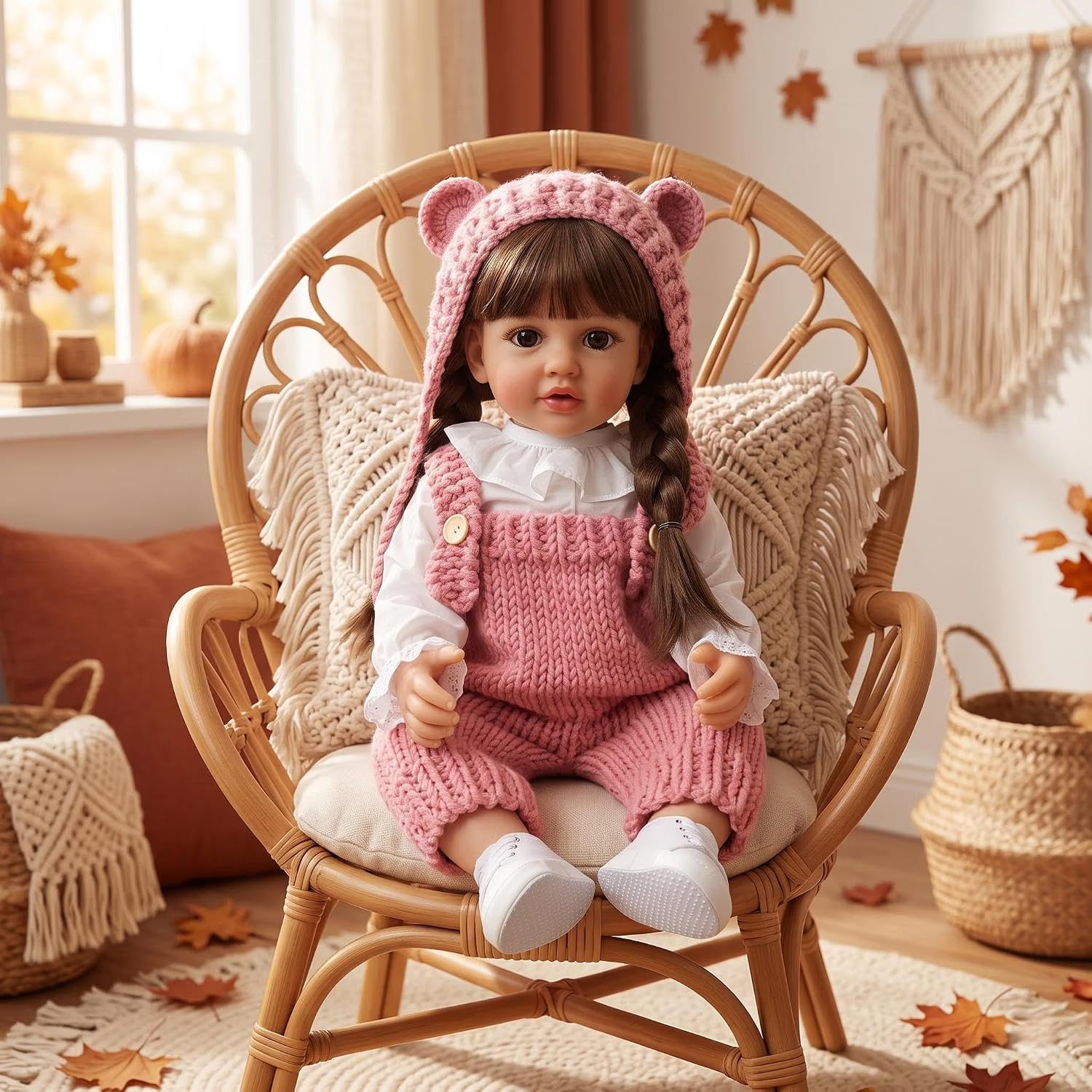22 Zoll Reborn Baby Puppen Ganzkörper Silikon Vinyl Lebensechtes Baby Handgefertigt Doll Neugeborenes Reborn Babypuppen mit Strickkleidung