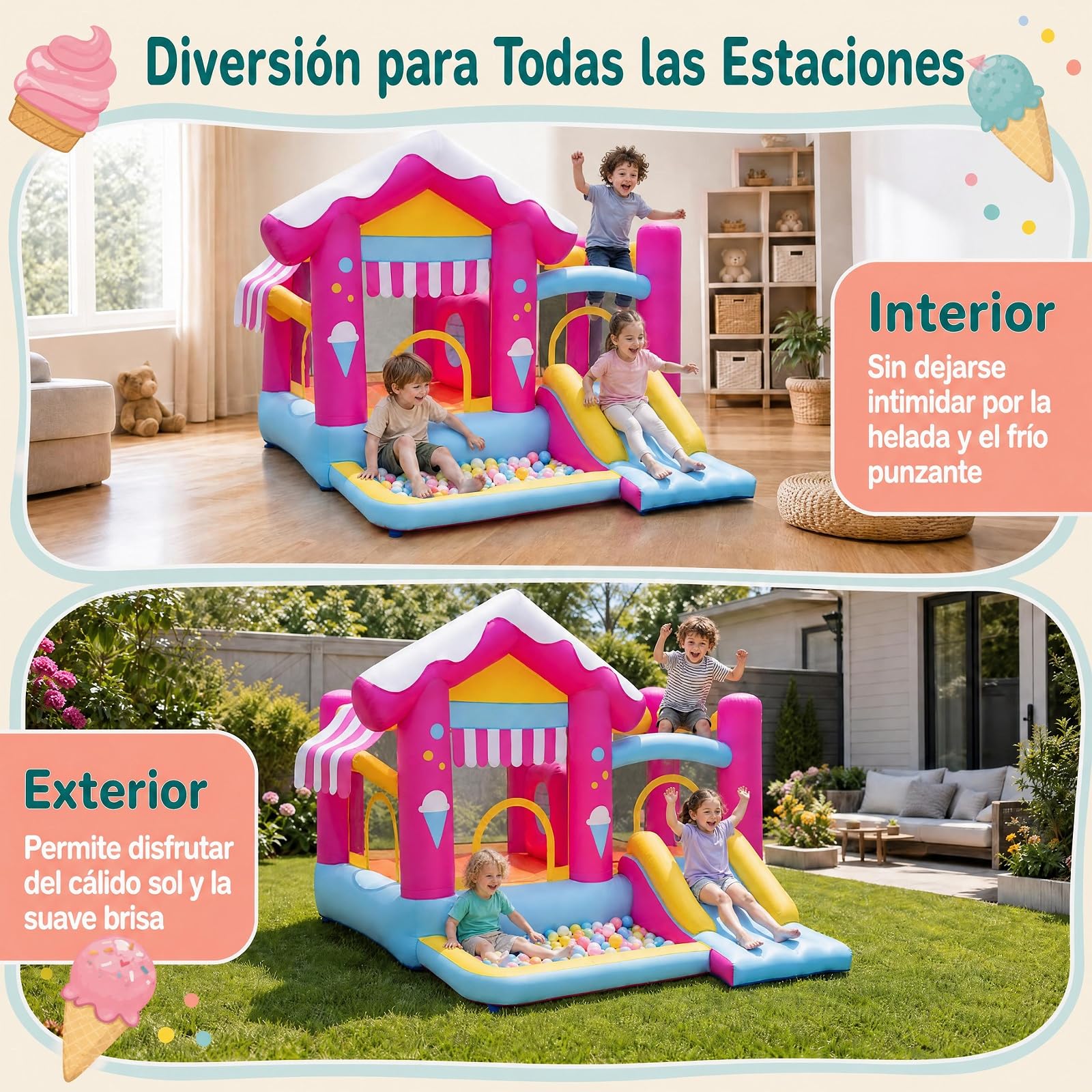 GOPLUS 4 en 1 Castillo Hinchable Infantil para Exterior