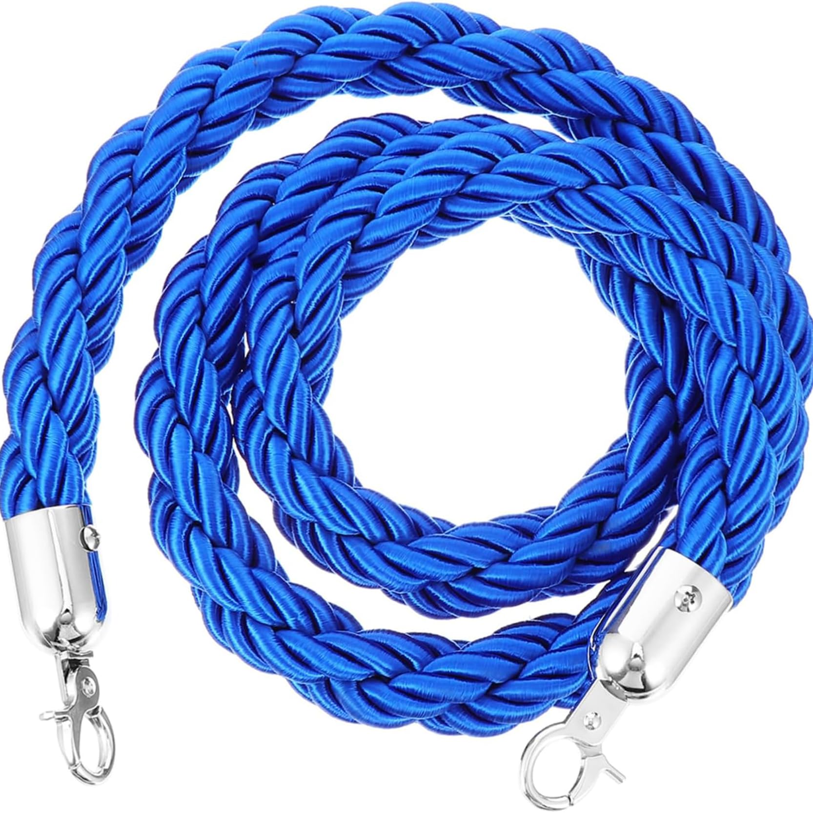 Corde de séparation de File d'attente en Chanvre tressé avec Crochets, Corde de barrière pour poteaux de signalisation Lors d'événements, Corde torsadée (100 cm, Fermoir argenté) - Solution