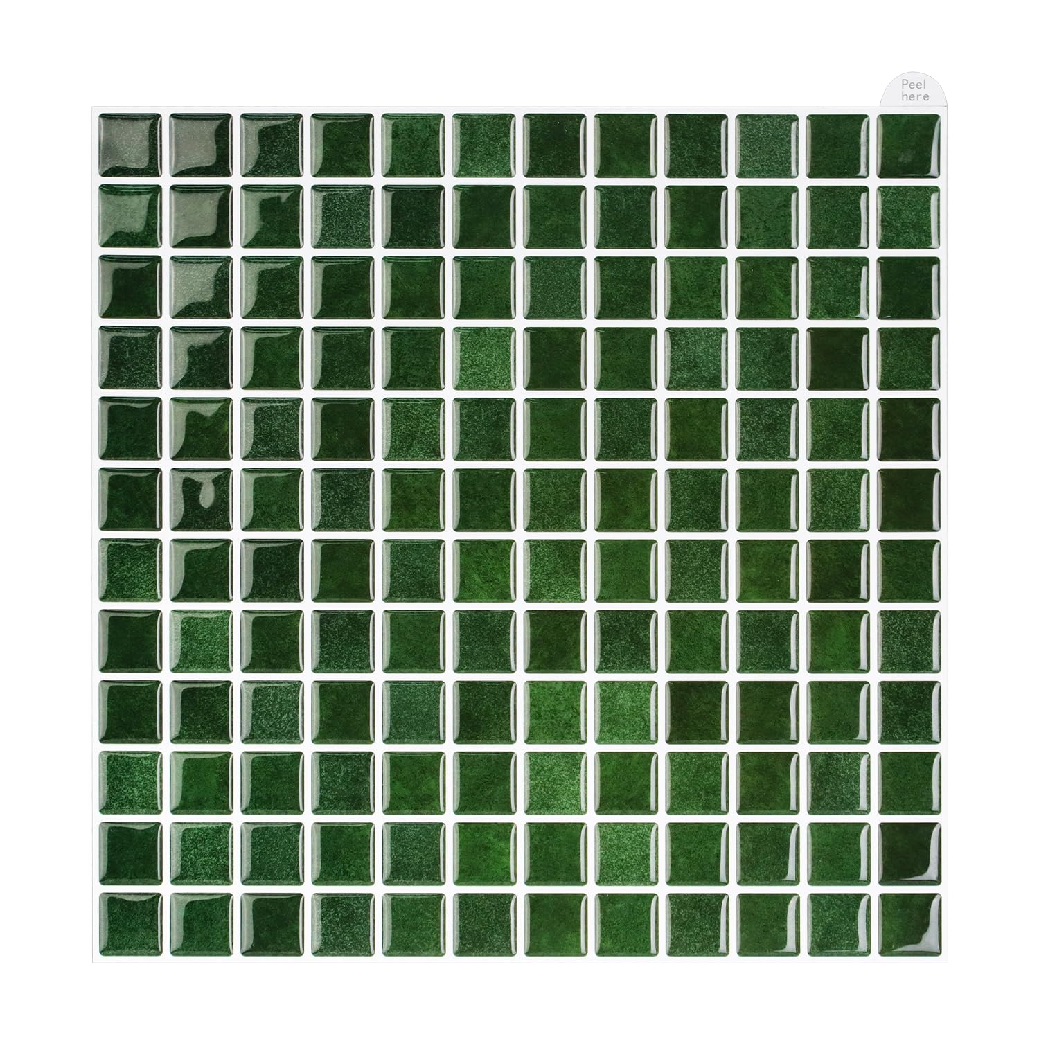 Alwayspon Piastrelle adesive da parete in vinile 3D a mosaico, 25,4 x 25,4 cm, impermeabili, autoadesive, paraspruzzi, per cucina, bagno, parete, verde retrò, 10 pezzi
