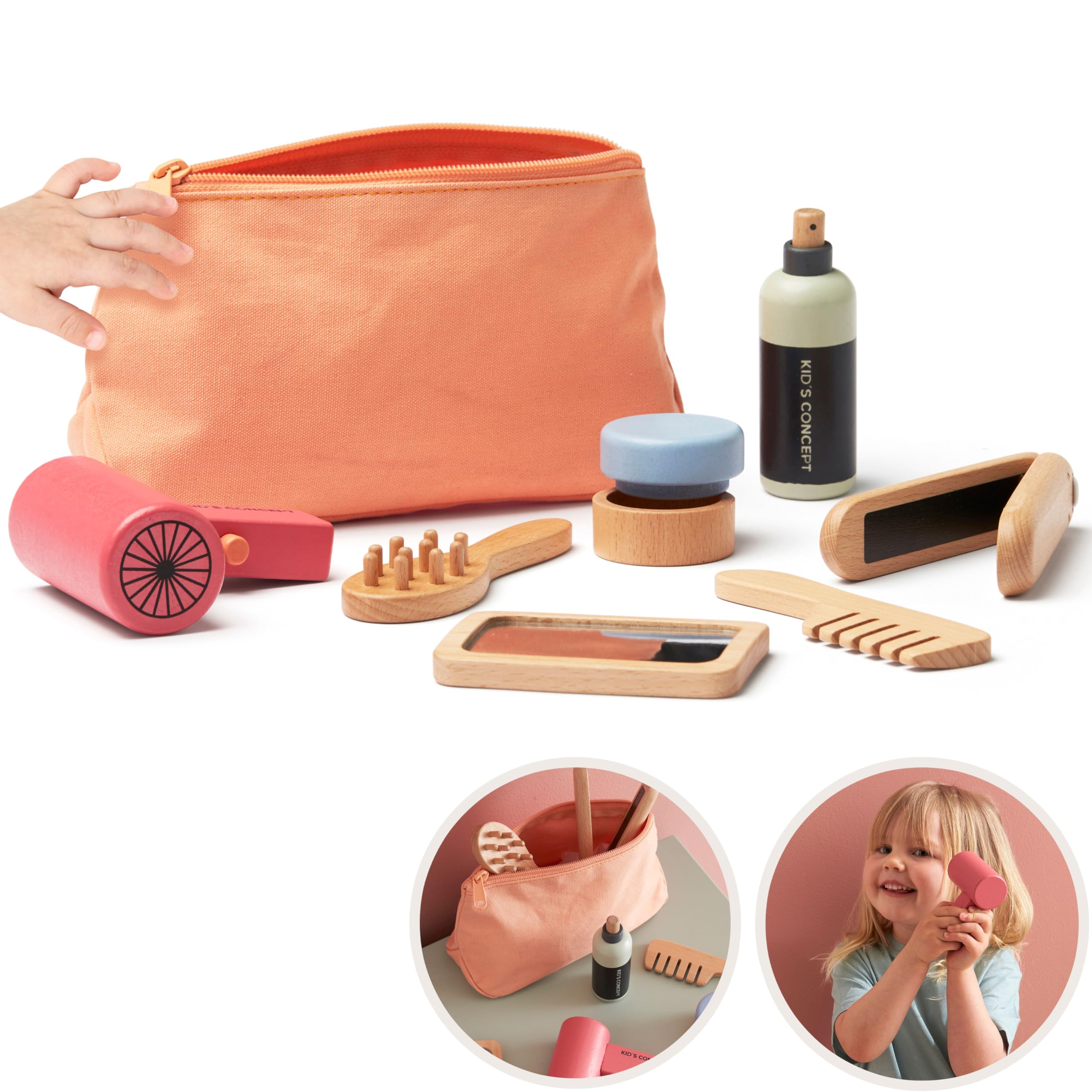 Kid’s ConceptHair styling set KID'S HUB - Kids Toys Wooden Toys 3 year old - Hair Style Toys for Kids - Wooden Toys for 3 year old Girls & Boys - Role play Toys Hair Dresser - Toy Gift