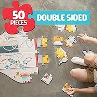 Vista 5 de Chuckle & Roar Rompecabezas de piso de dinosaurio brillante de 50 piezas para niños, rompecabezas preescolar gigante de 2 x 3 pies que brillan