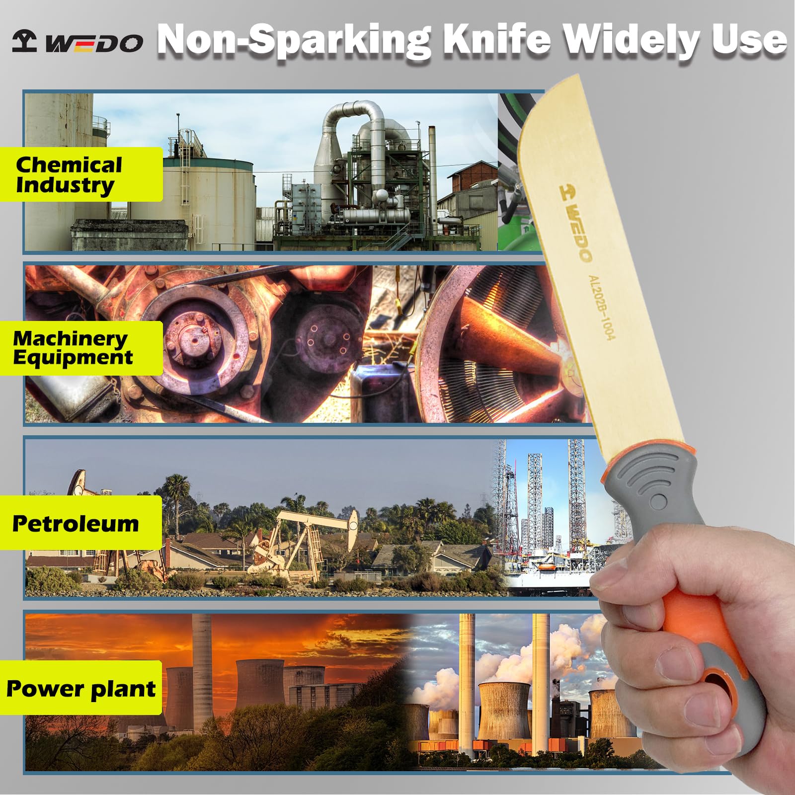 WEDO Funken Festklinge 7,6 "(193mm) Gemeinsames Messer Aluminium Bronze Jagdmesser Camping Jagdmesser für offen, Petro-Chemie, Erdölproduktion, BAM/FM Zertifizierung