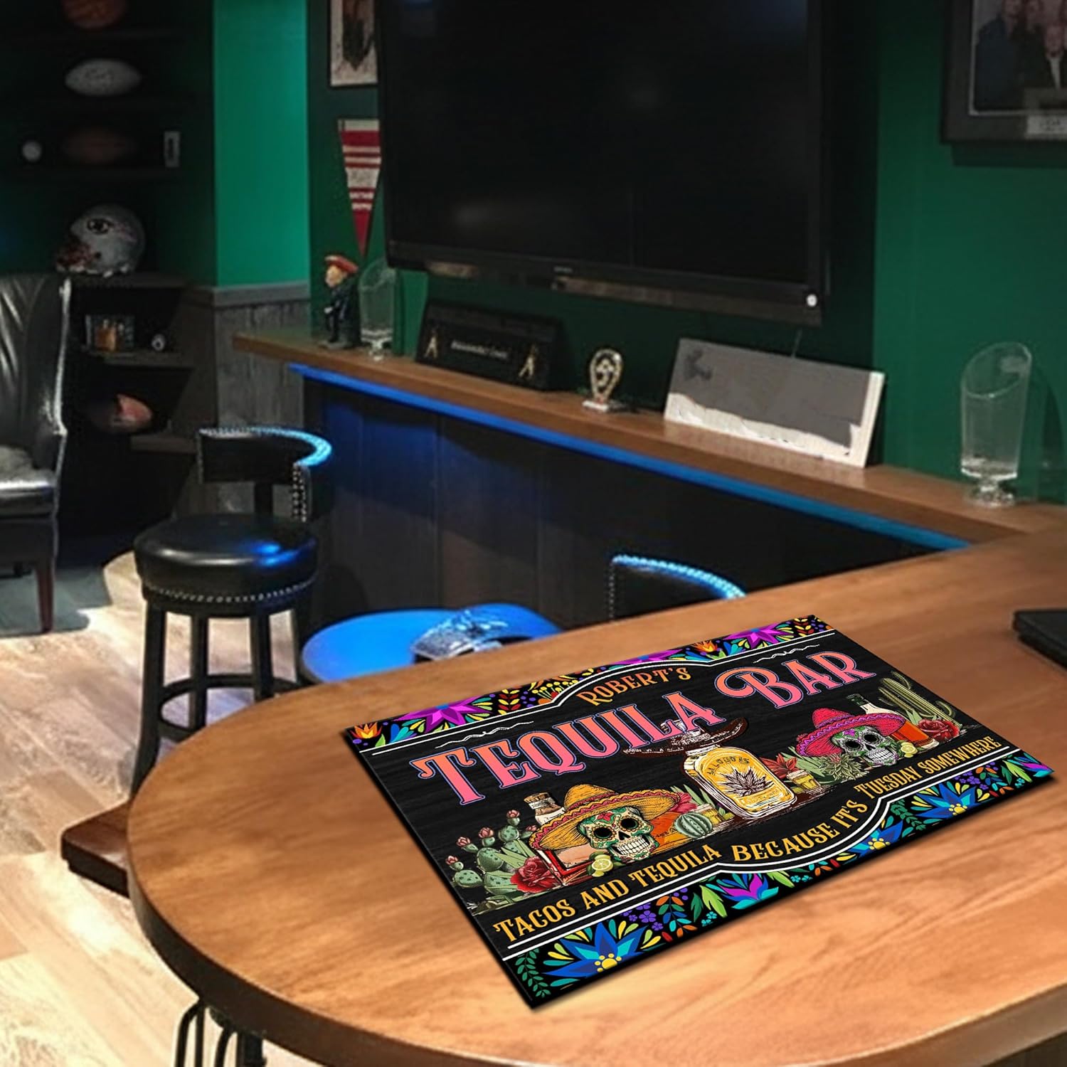 THUYPT Personalized Drying Mat for Tequila Bar Home Bar Decorations, Spill Mat Countertops, Durable Rubber Bar Mat for Countertop & Home Bar, Tequila Bar Accessories (03)