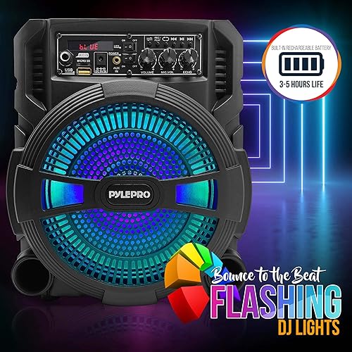 Miniatura 3 de Pyle Sistema de altavoces PA Bluetooth portátil - Altavoz Bluetooth inalámbrico recargable de 600 W para exteriores, sistema PA portátil con