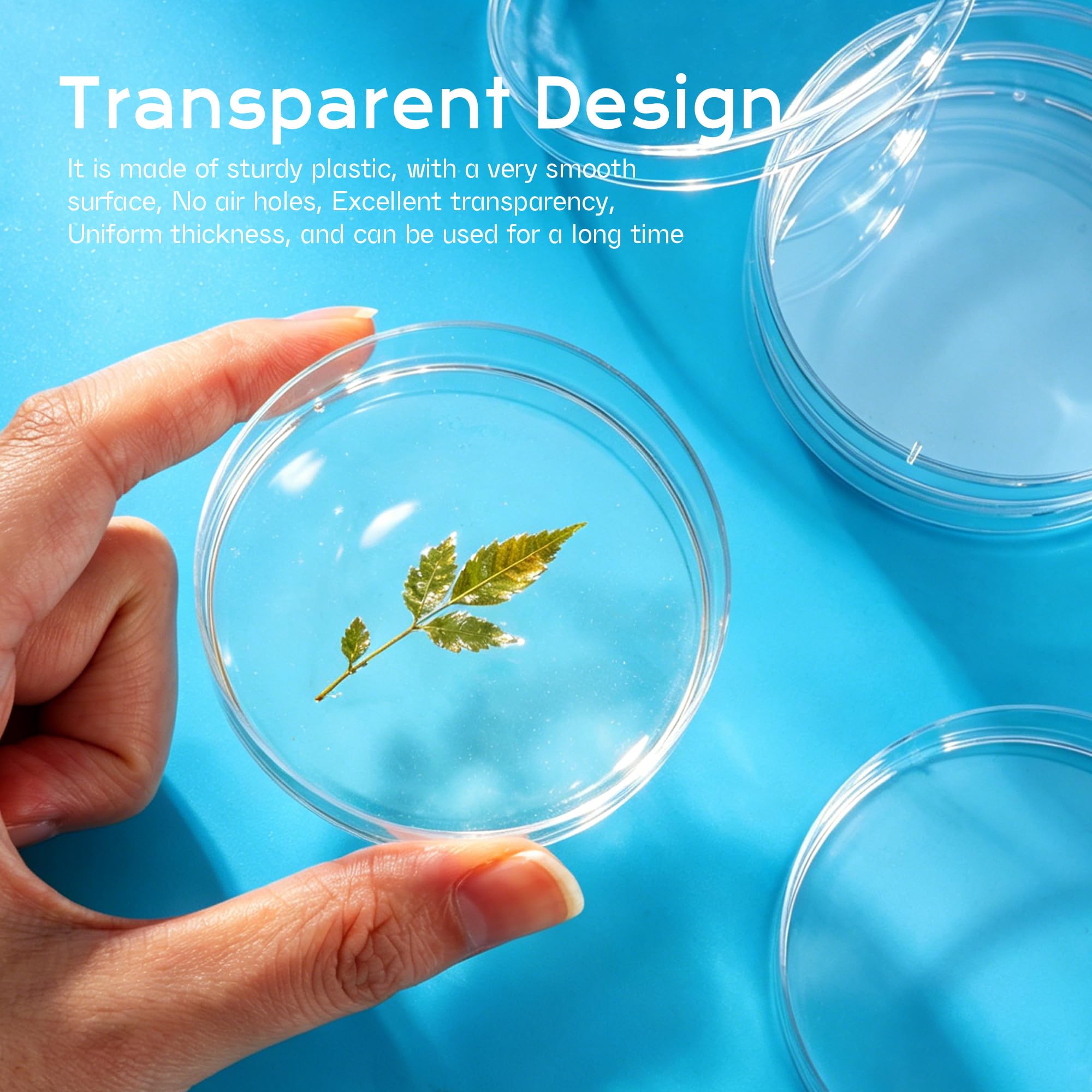 Placas de Petri de Plástico Estéril 70 mm x 15 mm Transparente con Tapa para Laboratorio