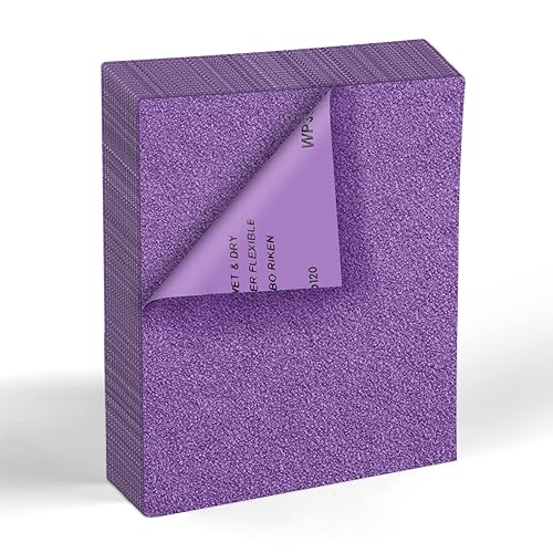 20 hojas de papel de lija de grano 120, 9 x 11 pulgadas, papel de arena abrasiva de alúmina fundida blanca de alto rendimiento para madera, metal,