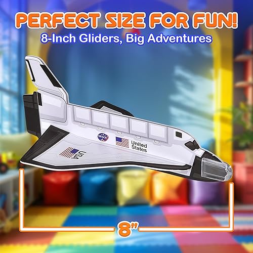 Miniatura 3 de Forest & Twelfth Paquete de 24 planeadores de transbordador espacial de 8 pulgadas de espuma grande de juguete para niños – Juguetes de transporte