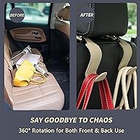 Vista 5 de Amooca Gancho universal para reposacabezas de asiento de automóvil, colgador de cuero con metal para asiento de automóvil, organizador para bolso