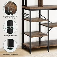 Vista 27 de YITAHOME Soporte de cocina para microondas con estante para vino, estante para vino, estantes de almacenamiento pequeños para botellas de licor