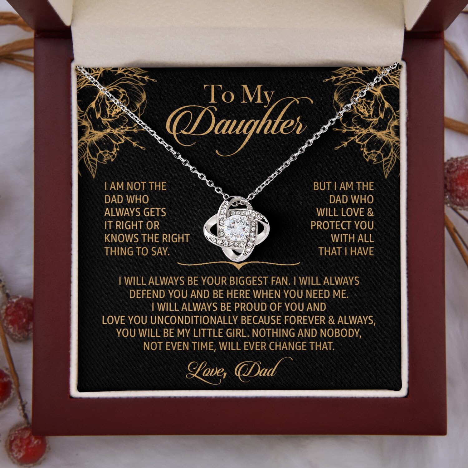 To My Daughter Necklace from Dad with Heartfelt Message & Elegant Box, Daughter Jewelry with Inspirational Message Card from Mommy And Daddy Necklace Birthday Christmas Gifts - Image 4