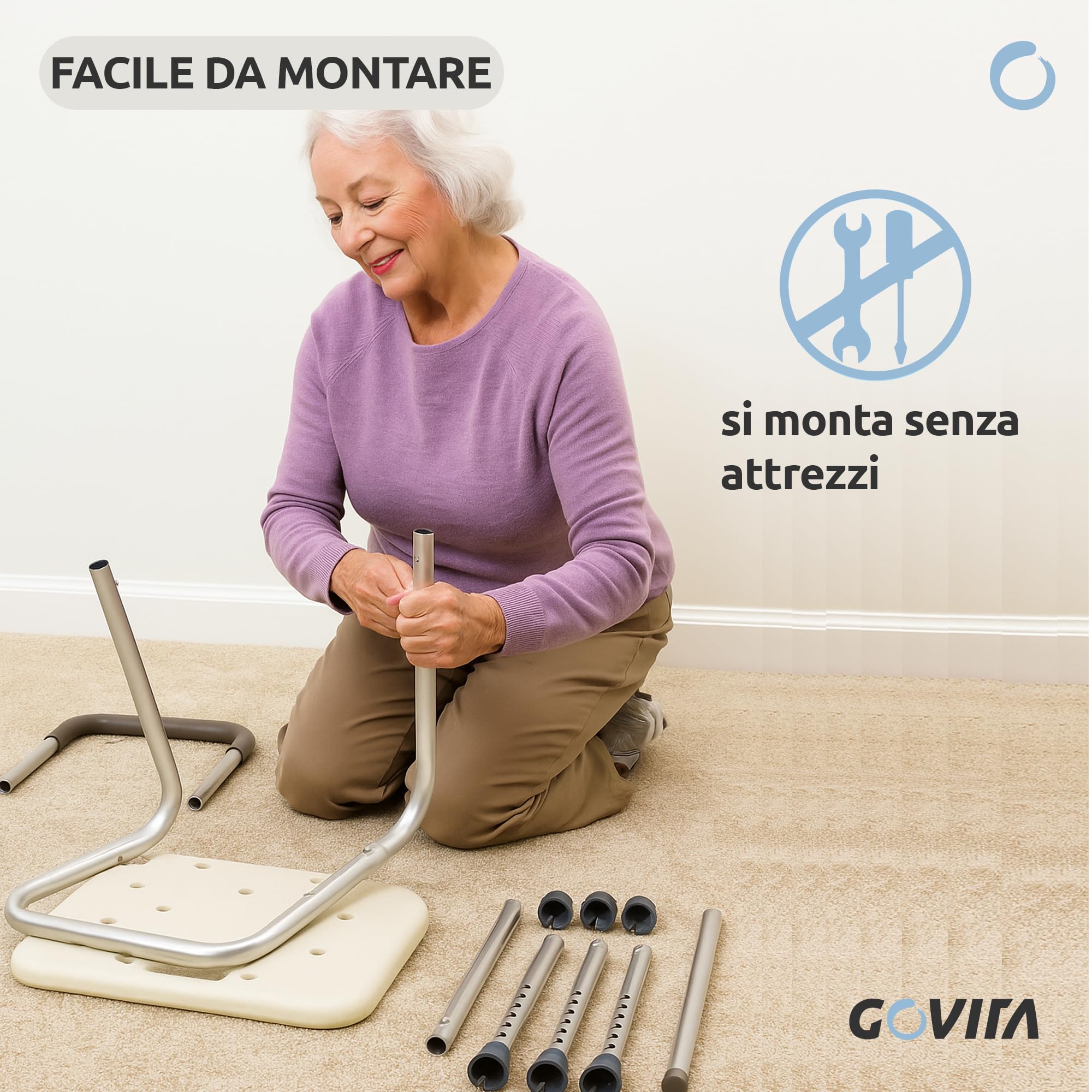 Rehab - Sedia da doccia con schienale e braccioli estraibili - sedile da doccia da vasca, sedia regolabile in altezza - Ausilio Supporto per Anziani