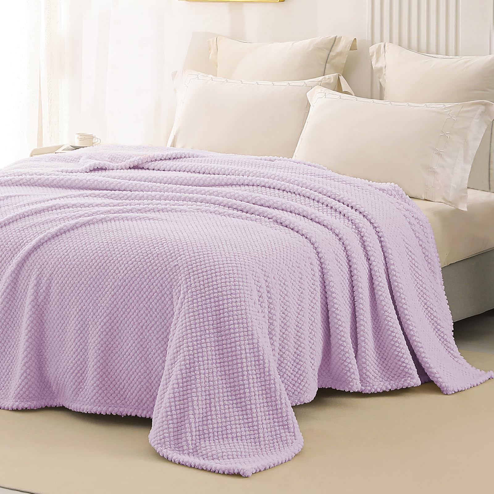 Whale Flotilla Queen Size Fuzzy Fleece Blanket for Bed 230x230 CM Fluffy Warm Soft Jacquard Bed Blankets for All Season Lightweight and Cozy - Image 2
