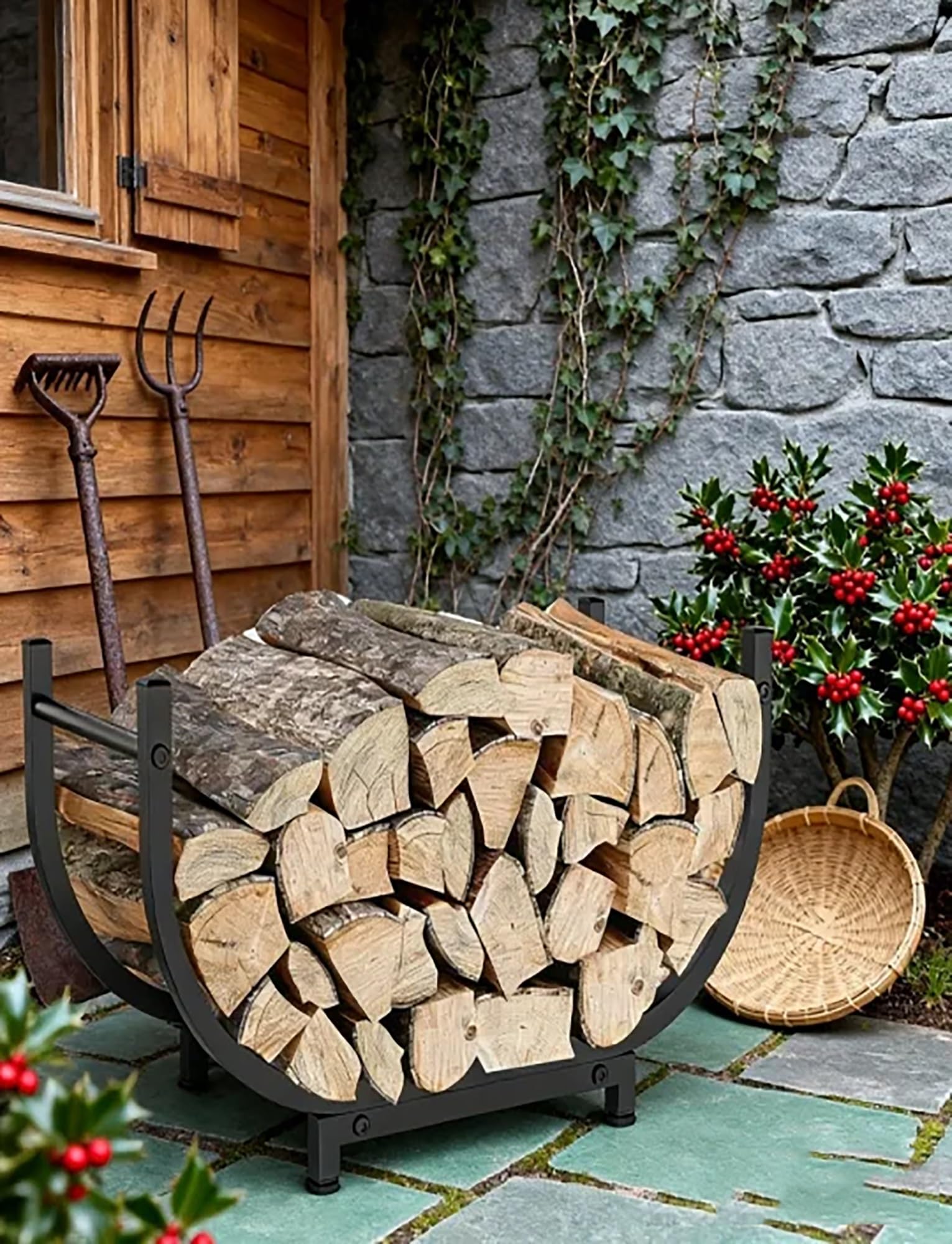 Genérico Leñero for exterior e interior, de metal, de 30 pulgadas, resistente, for chimenea