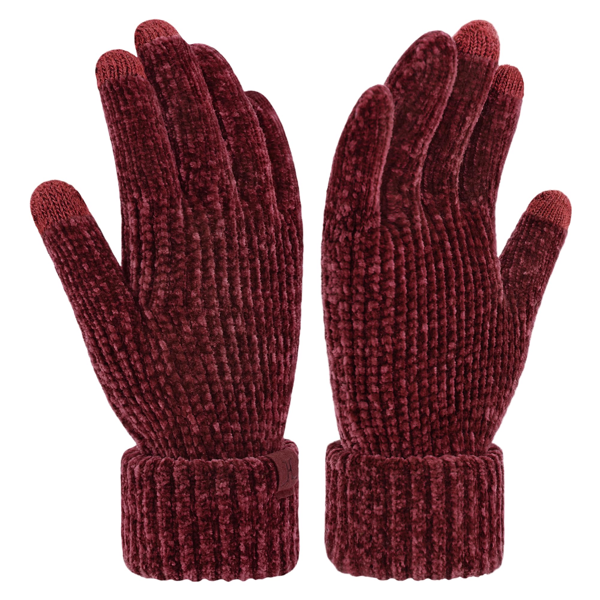 Winter Gloves for Women, Chenille Warm Knit Work Touchscreen Womens Gloves for Cold Weather Gifts